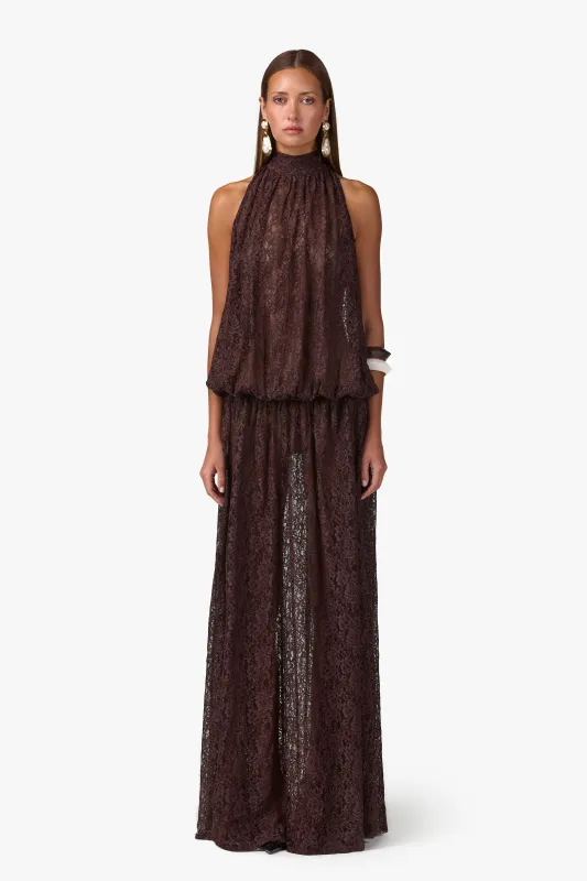 Drop Waist Lace Gown (Chocolate Brown) made by SAME