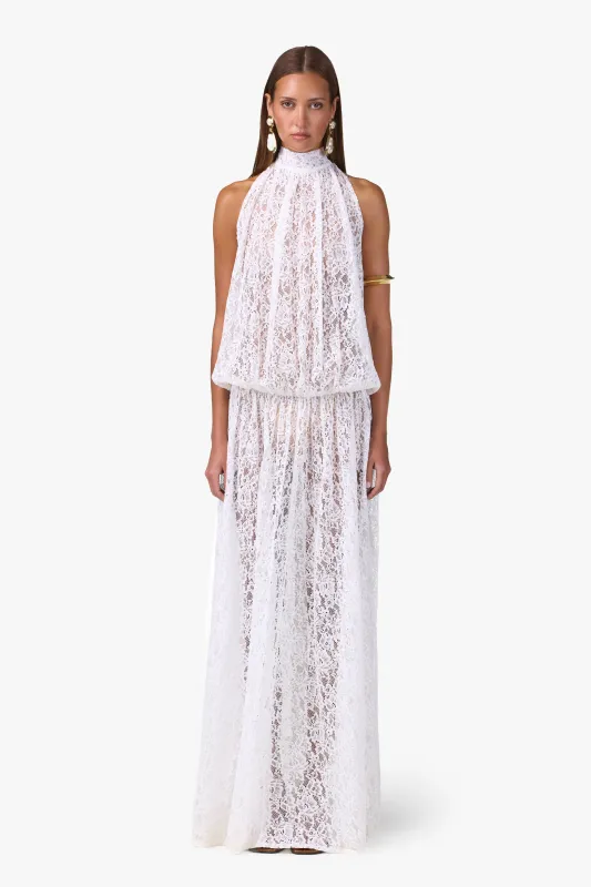 Drop Waist Lace Gown (White) made by SAME
