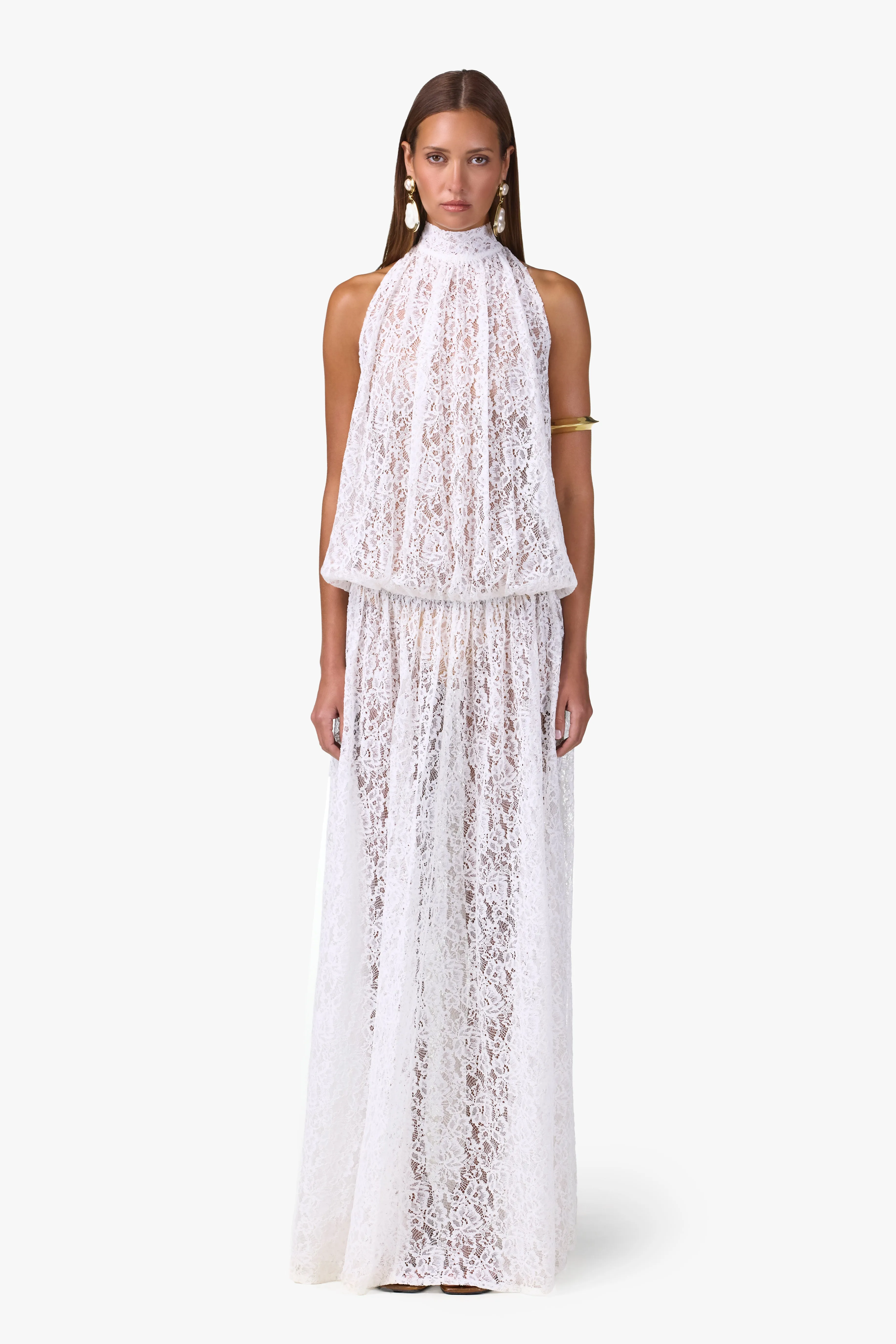 Drop Waist Lace Gown (White) sold by SAME