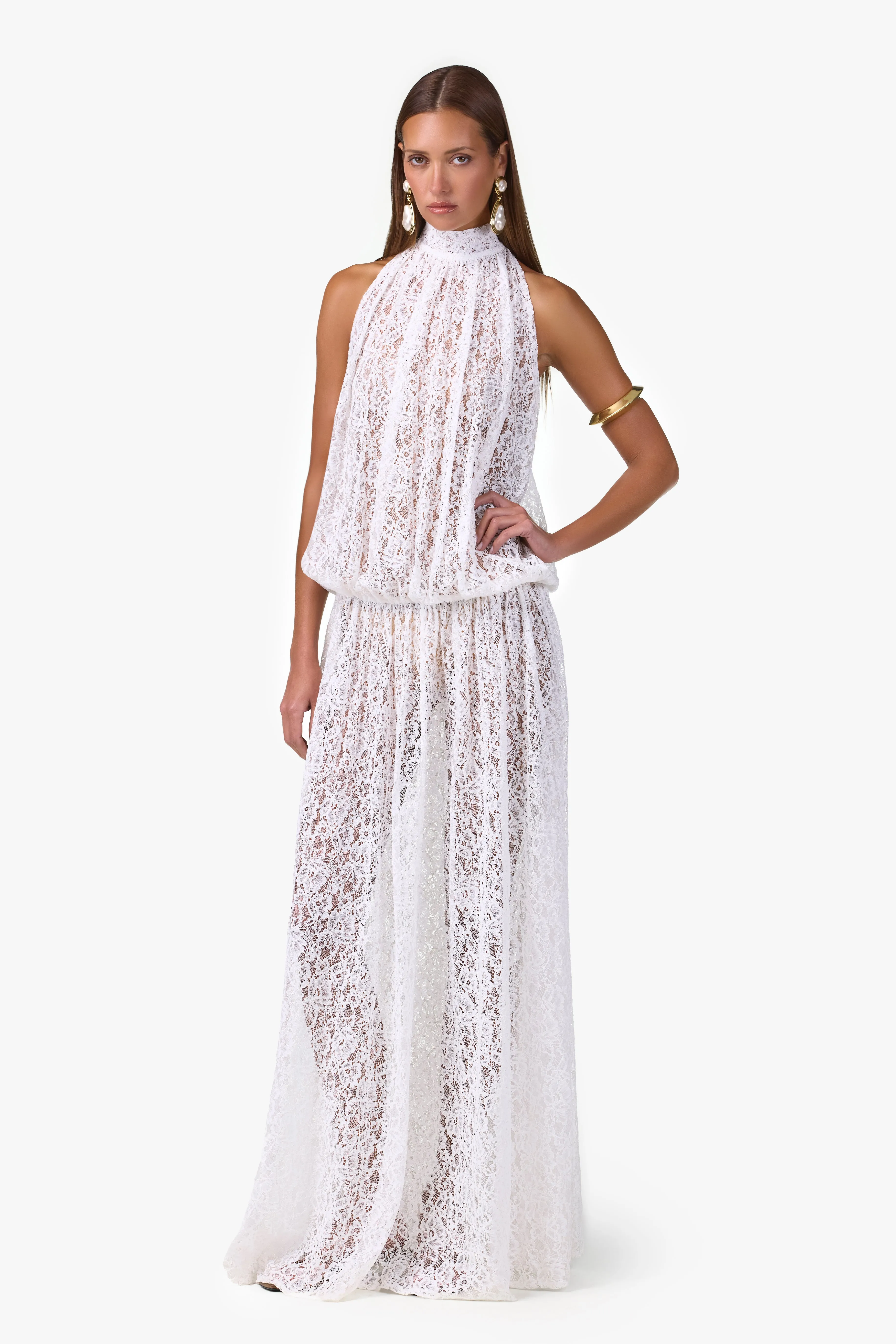 Drop Waist Lace Gown (White) sold by SAME product image thumbnail 4