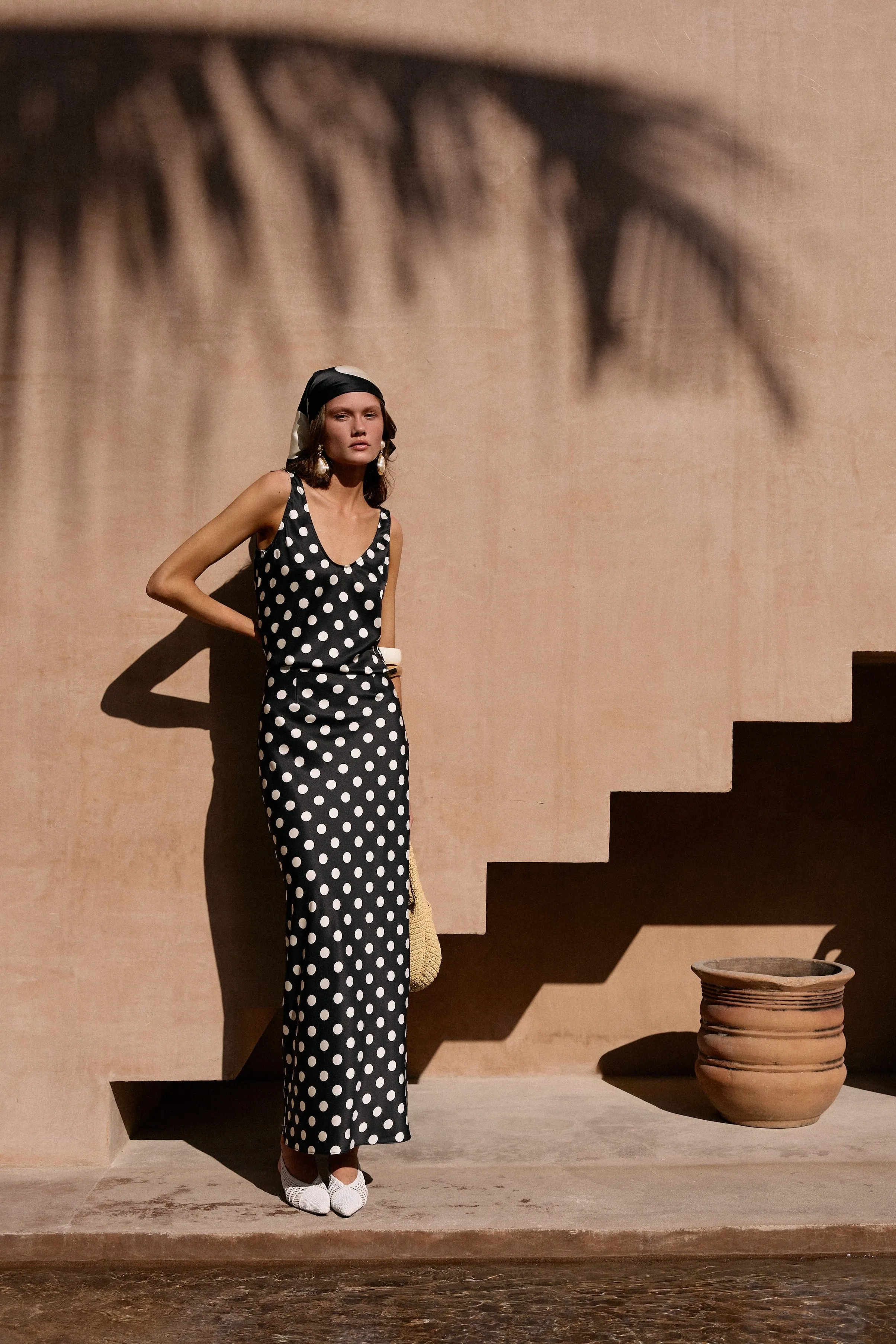 Silk Maxi Skirt (Black Polka Dot) sold by SAME product image thumbnail 2