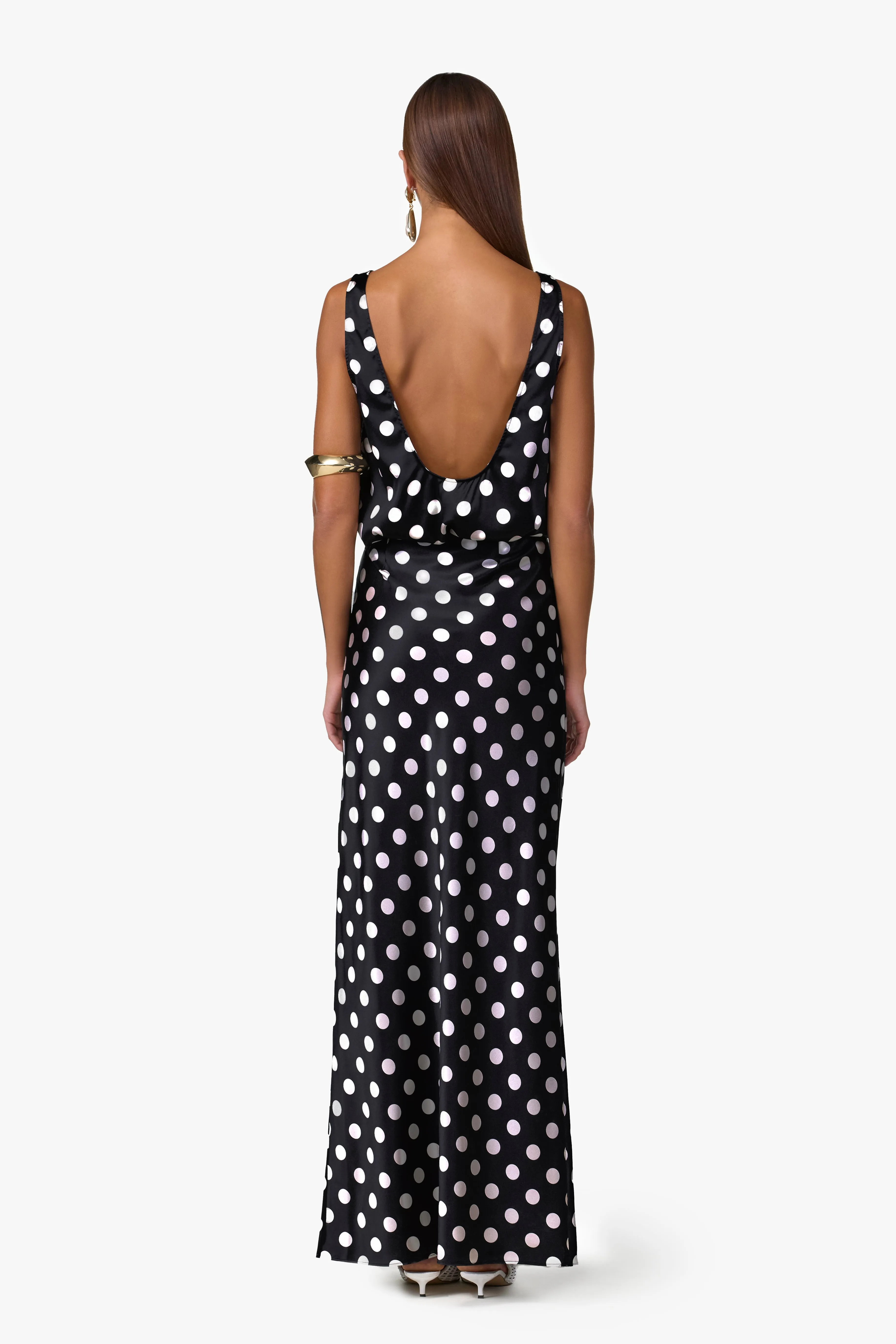 Silk Maxi Skirt (Black Polka Dot) sold by SAME product image thumbnail 5