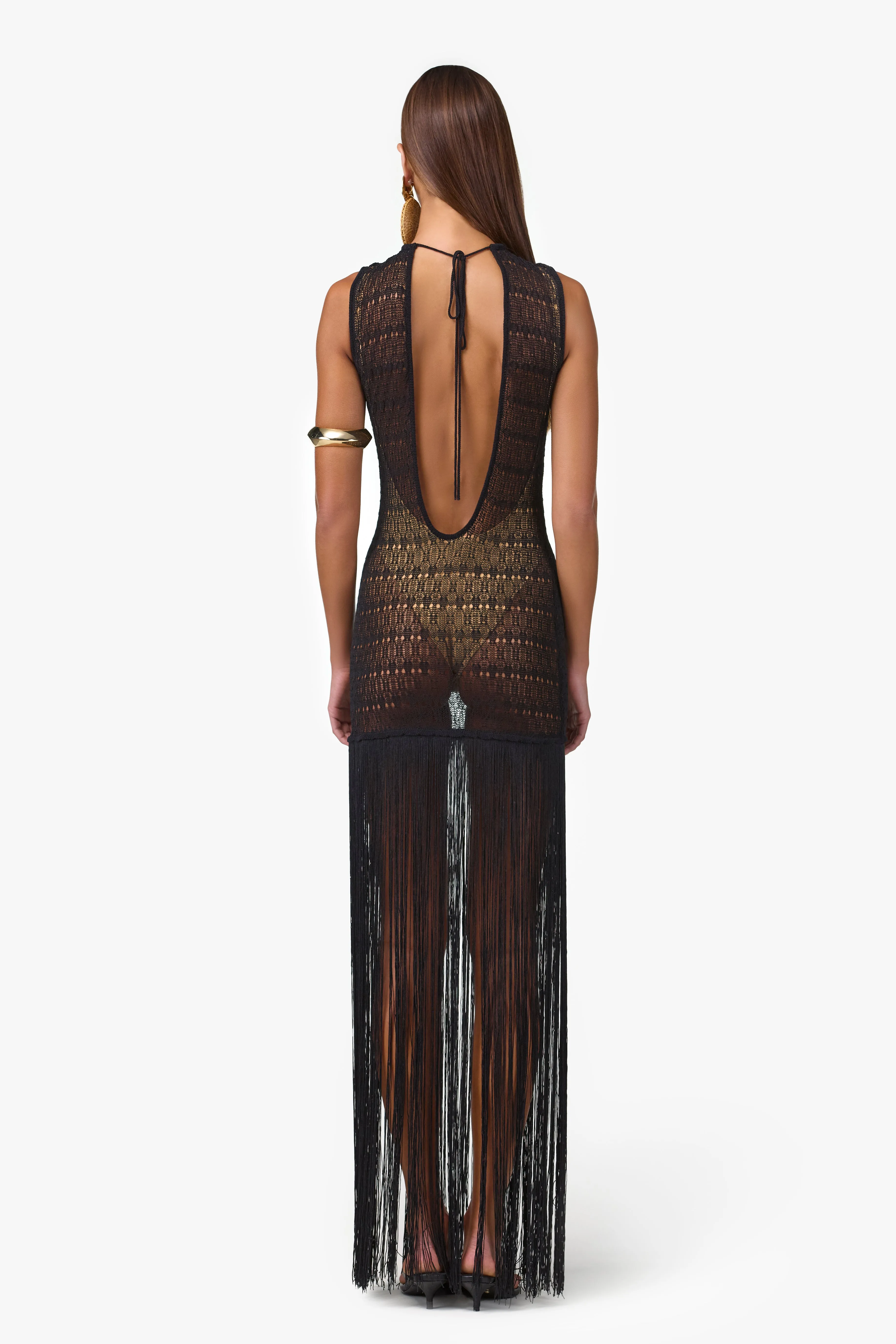 Fringe Knit Maxi Dress (Black) sold by SAME product image thumbnail 4