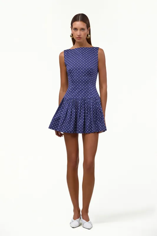 Poplin Mini Dress (Navy White Polka Dot) made by SAME