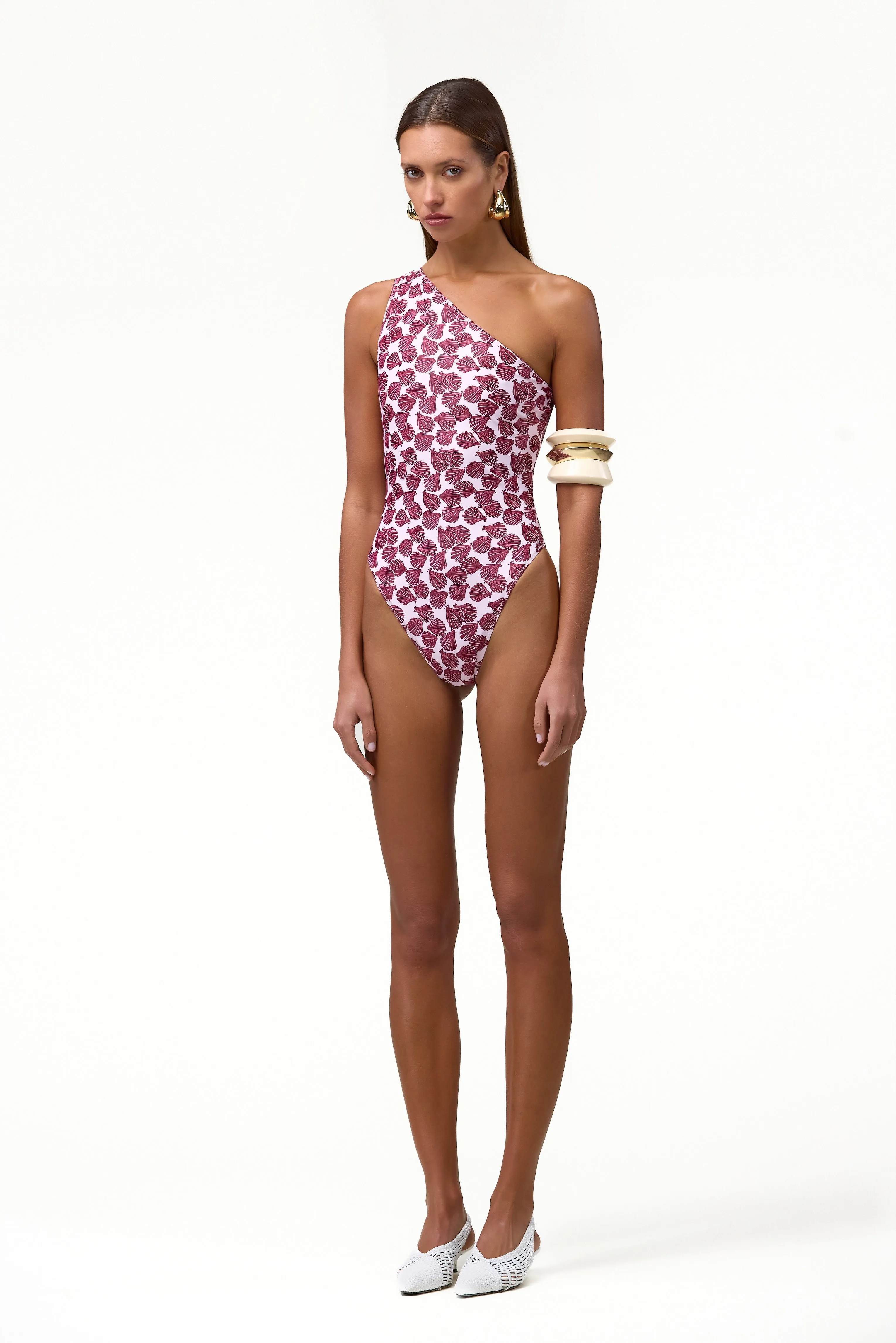 One Shoulder One Piece (Palm Beach Shell Pink/Oxblood sold by SAME product image thumbnail 2