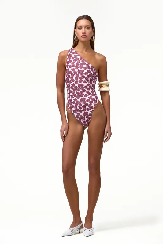 One Shoulder One Piece (Palm Beach Shell Pink/Oxblood made by SAME