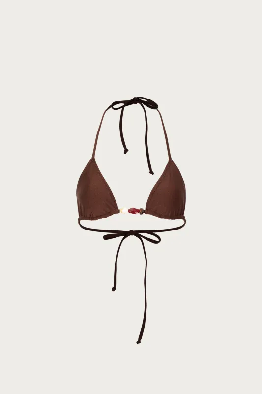 Stone Beaded Triangle Top (Chocolate Brown) made by SAME