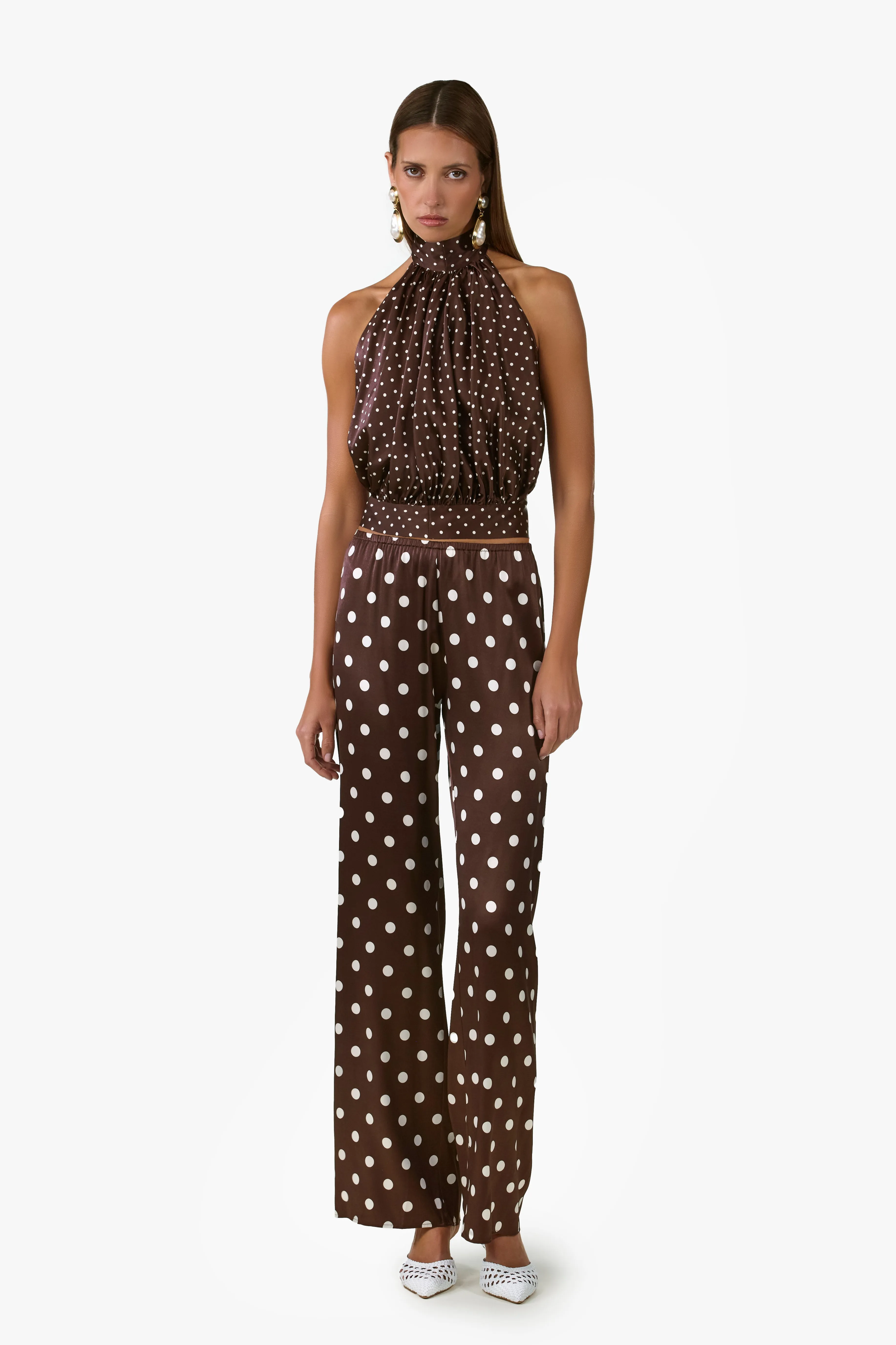 Silk Pant (Chocolate Brown Polka Dot) sold by SAME product image thumbnail 5