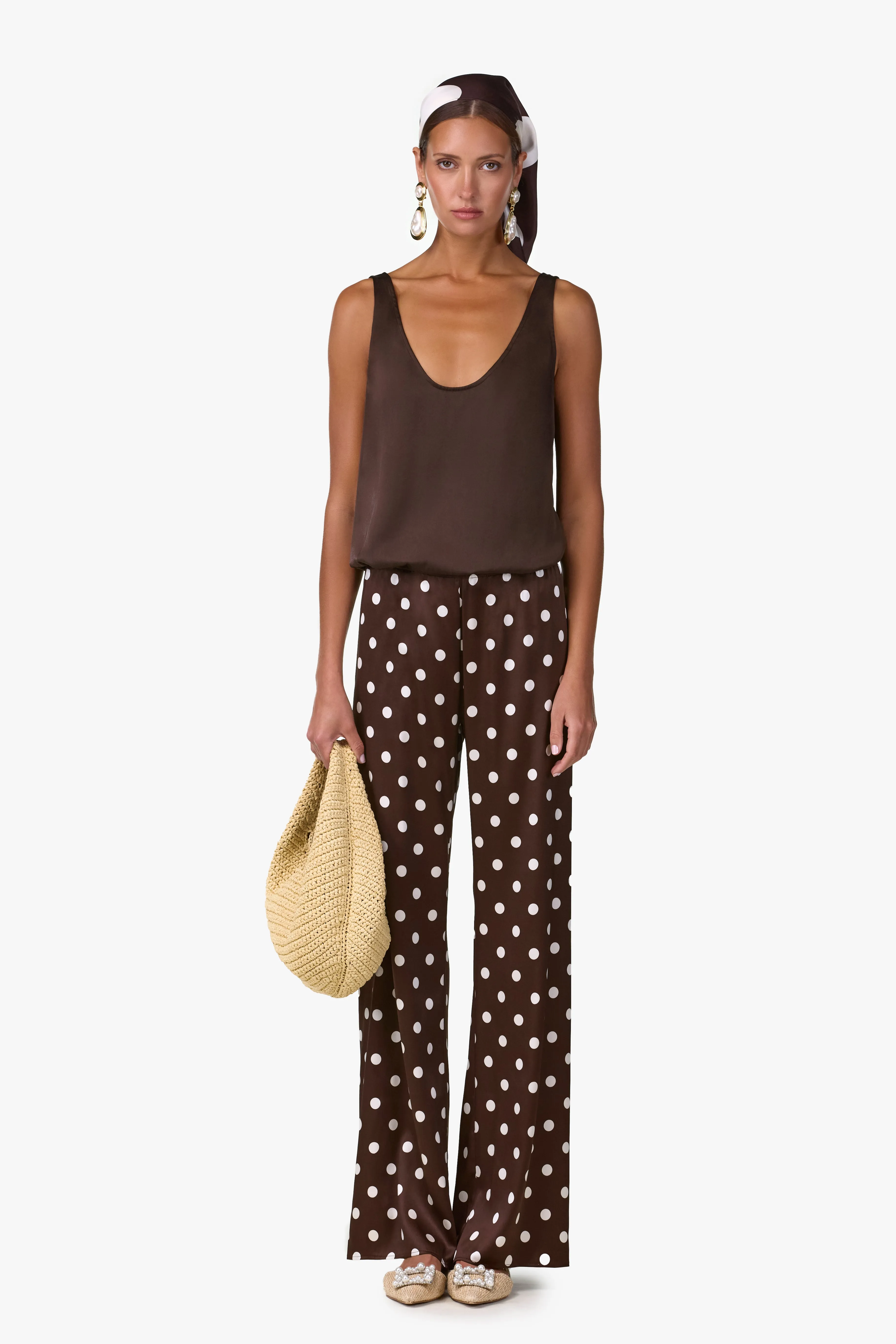 Silk Pant (Chocolate Brown Polka Dot) sold by SAME product image thumbnail 4