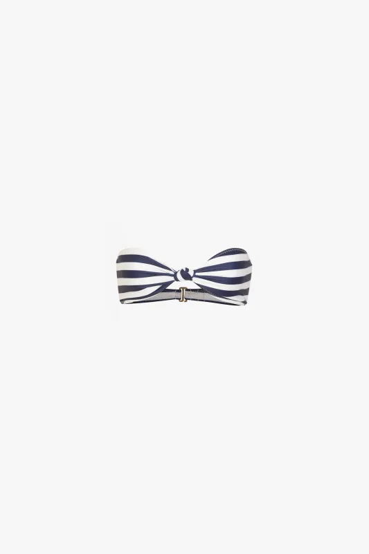 Knotted Bandeau Top (Navy Cream Stripe) made by SAME