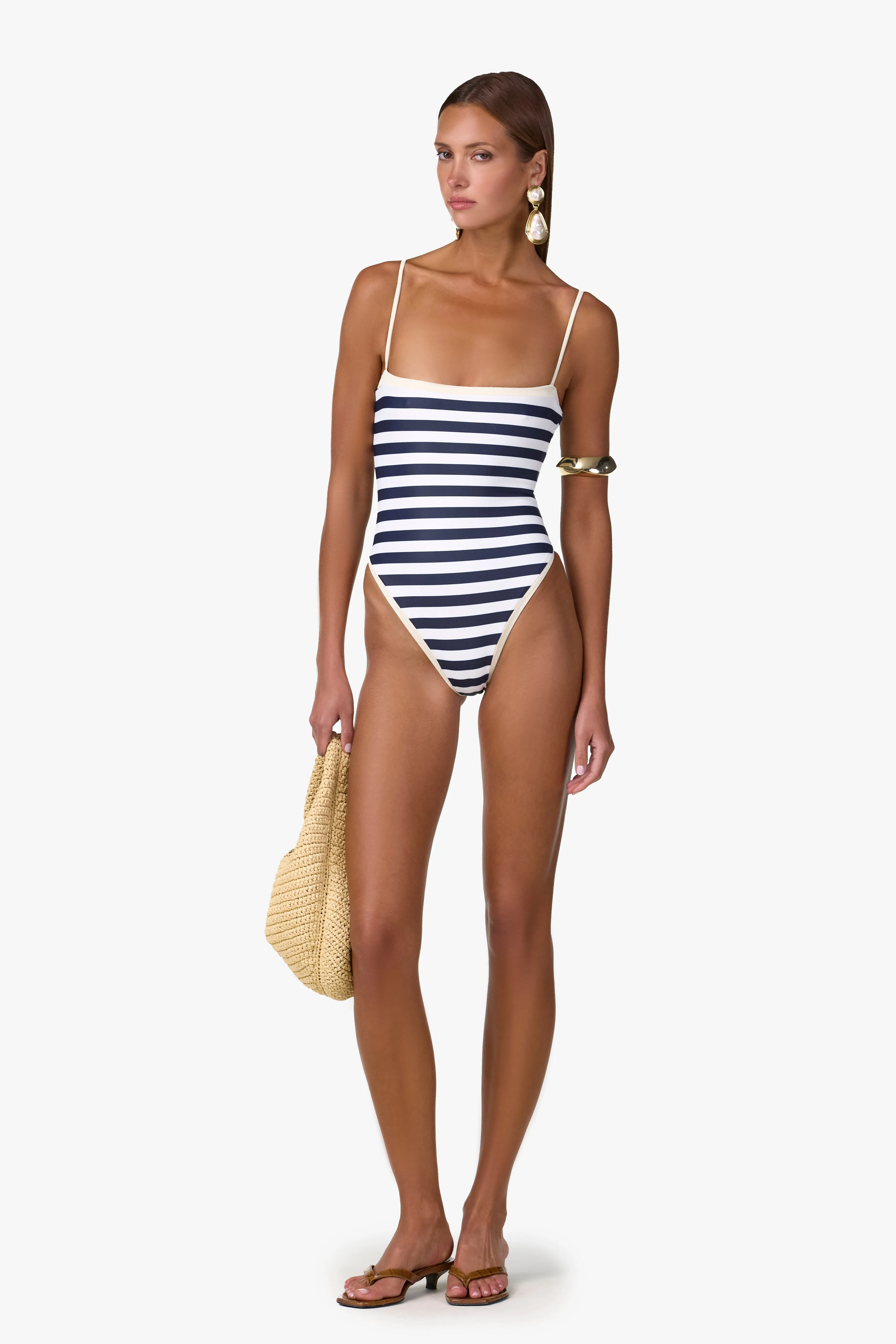Colorblock One Piece (Navy Cream Stripe) sold by SAME product image thumbnail 3