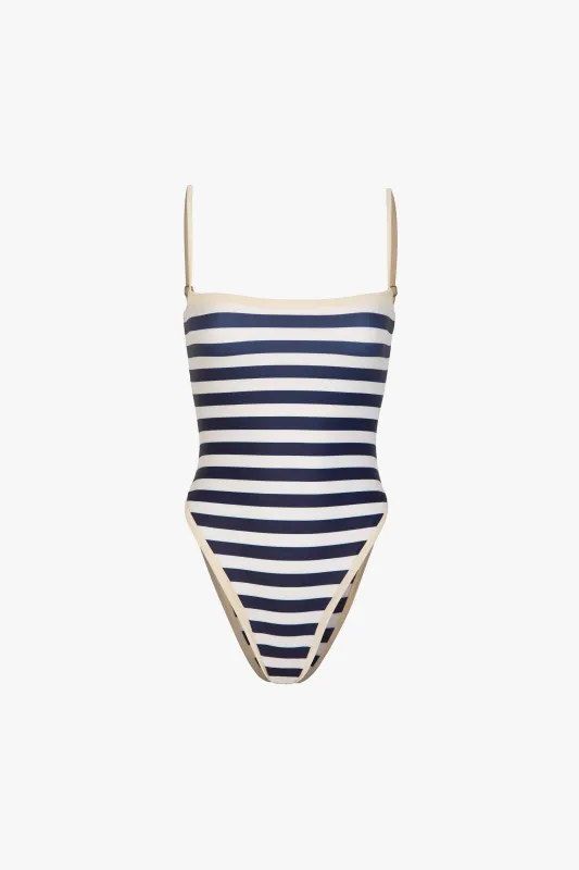 Colorblock One Piece (Navy Cream Stripe) made by SAME