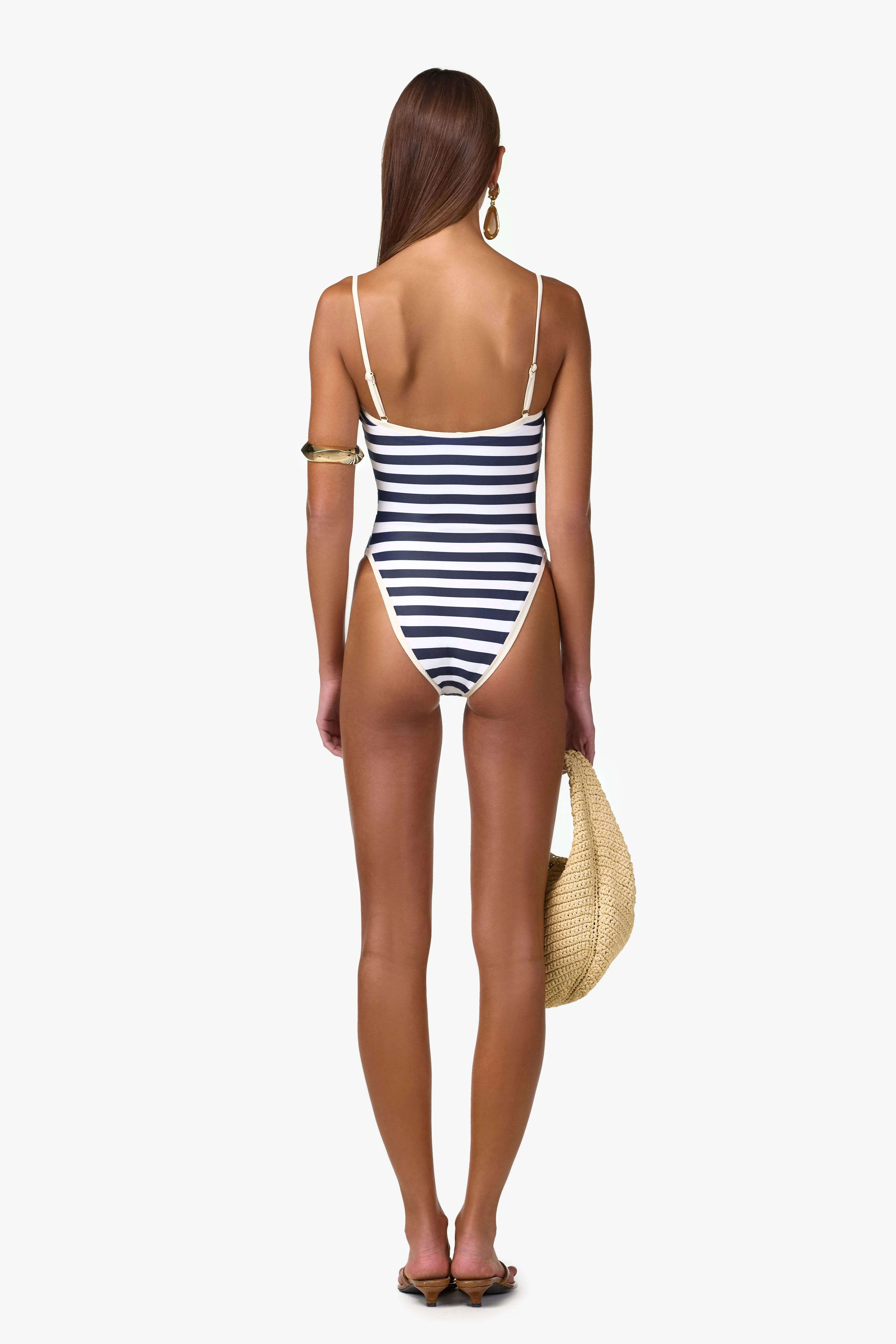 Colorblock One Piece (Navy Cream Stripe) sold by SAME product image thumbnail 4