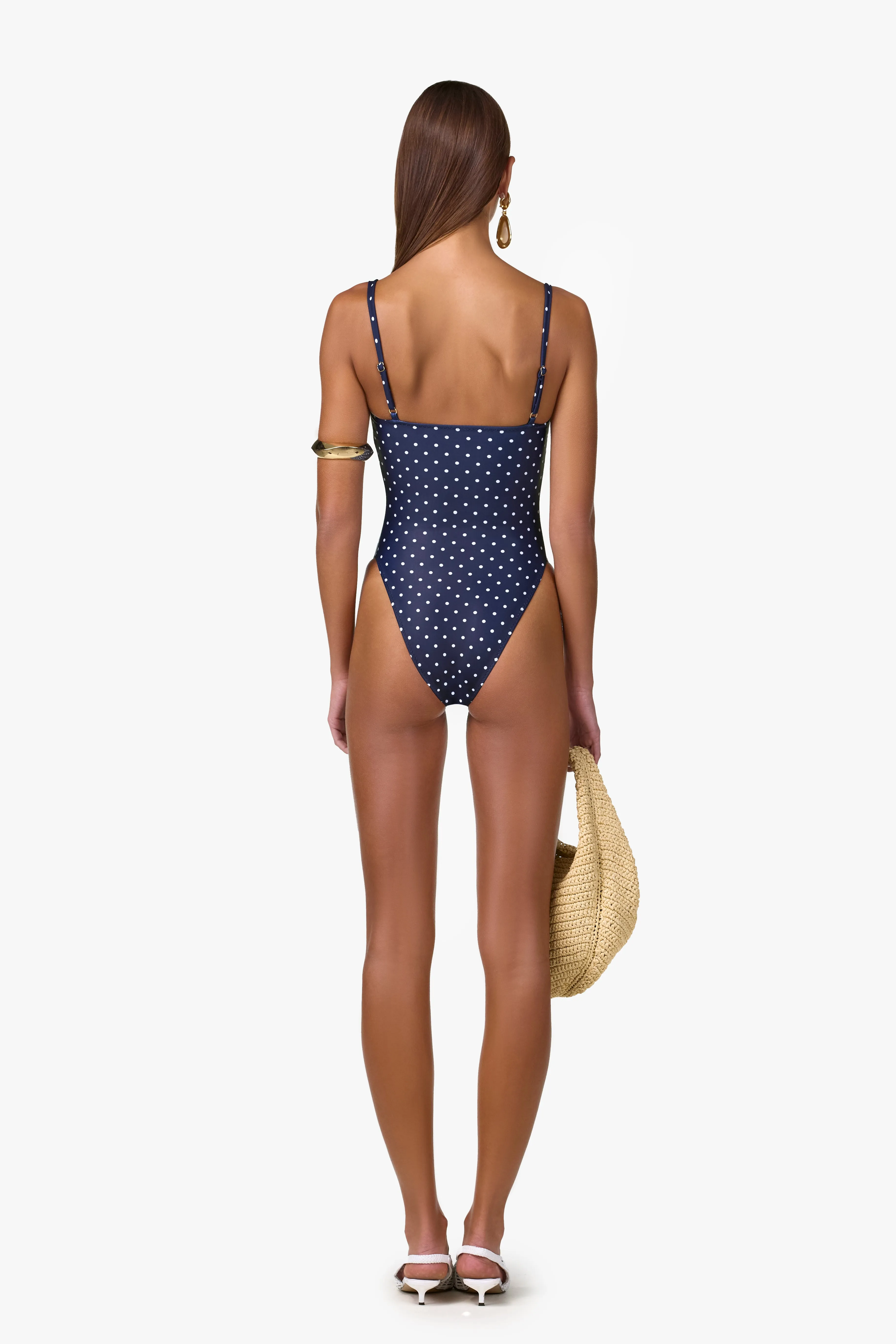Bustier One Piece (Navy Cream Polka Dot) sold by SAME product image thumbnail 4