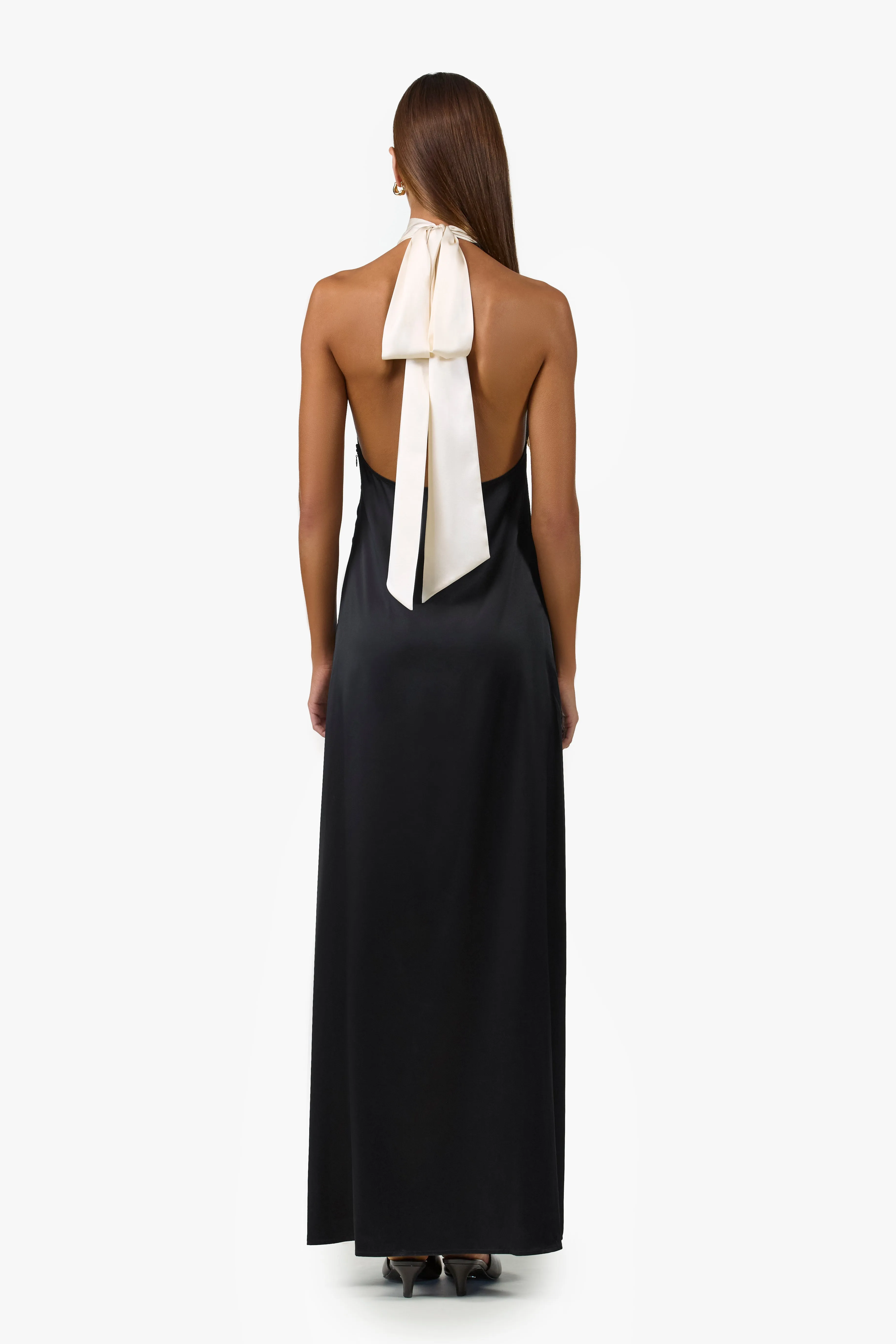 Contrast Tie Neck Gown (Black) sold by SAME product image thumbnail 2