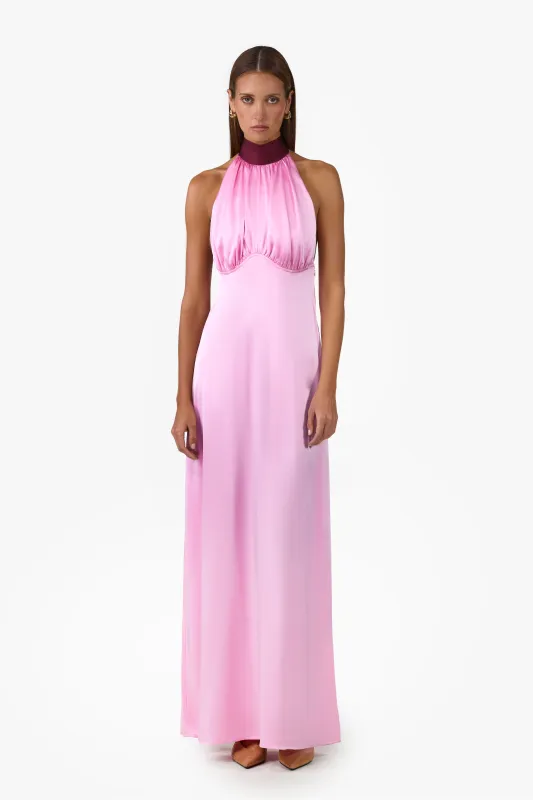Contrast Tie Neck Gown (Lilac Pink) made by SAME