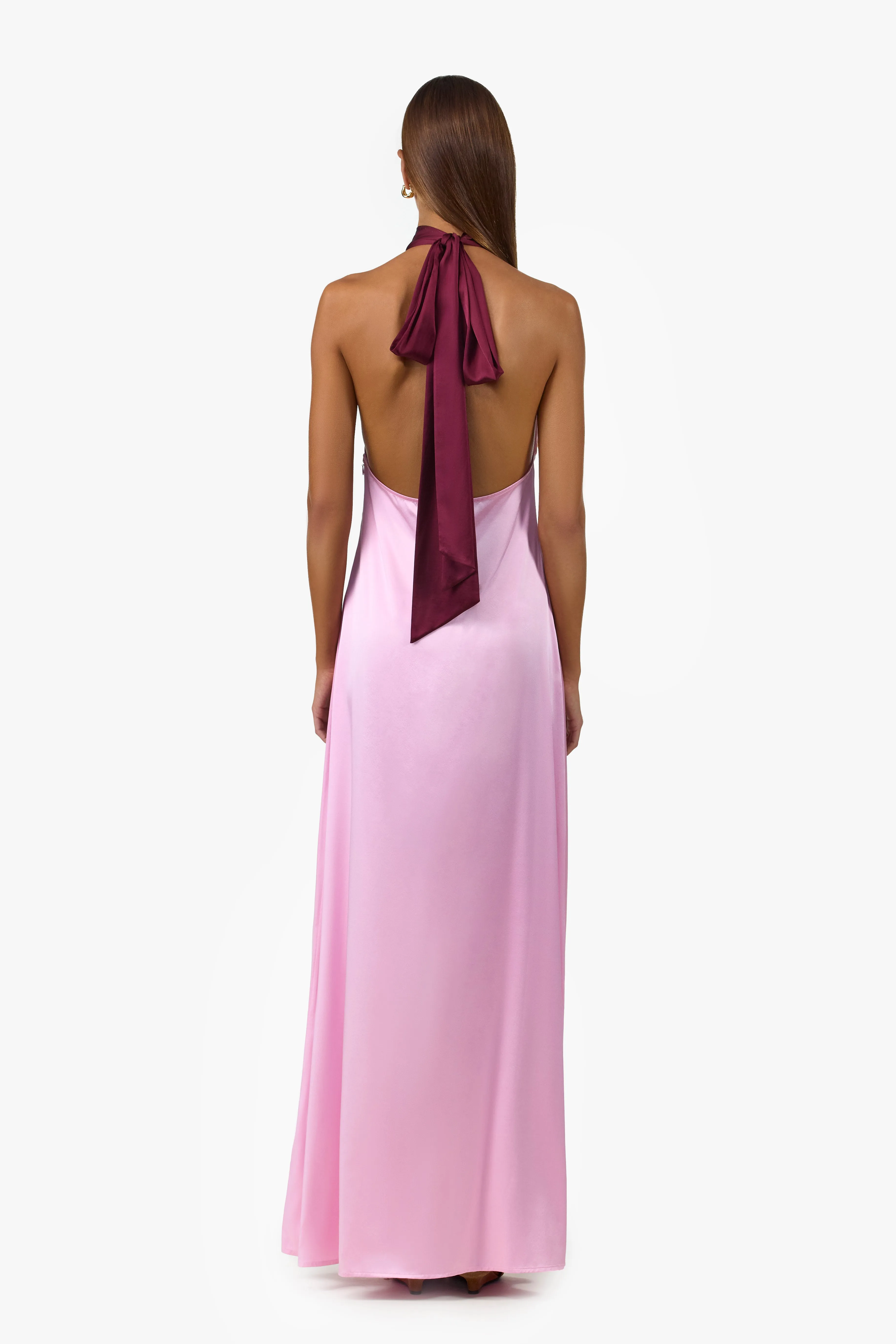 Contrast Tie Neck Gown (Lilac Pink) sold by SAME product image thumbnail 4