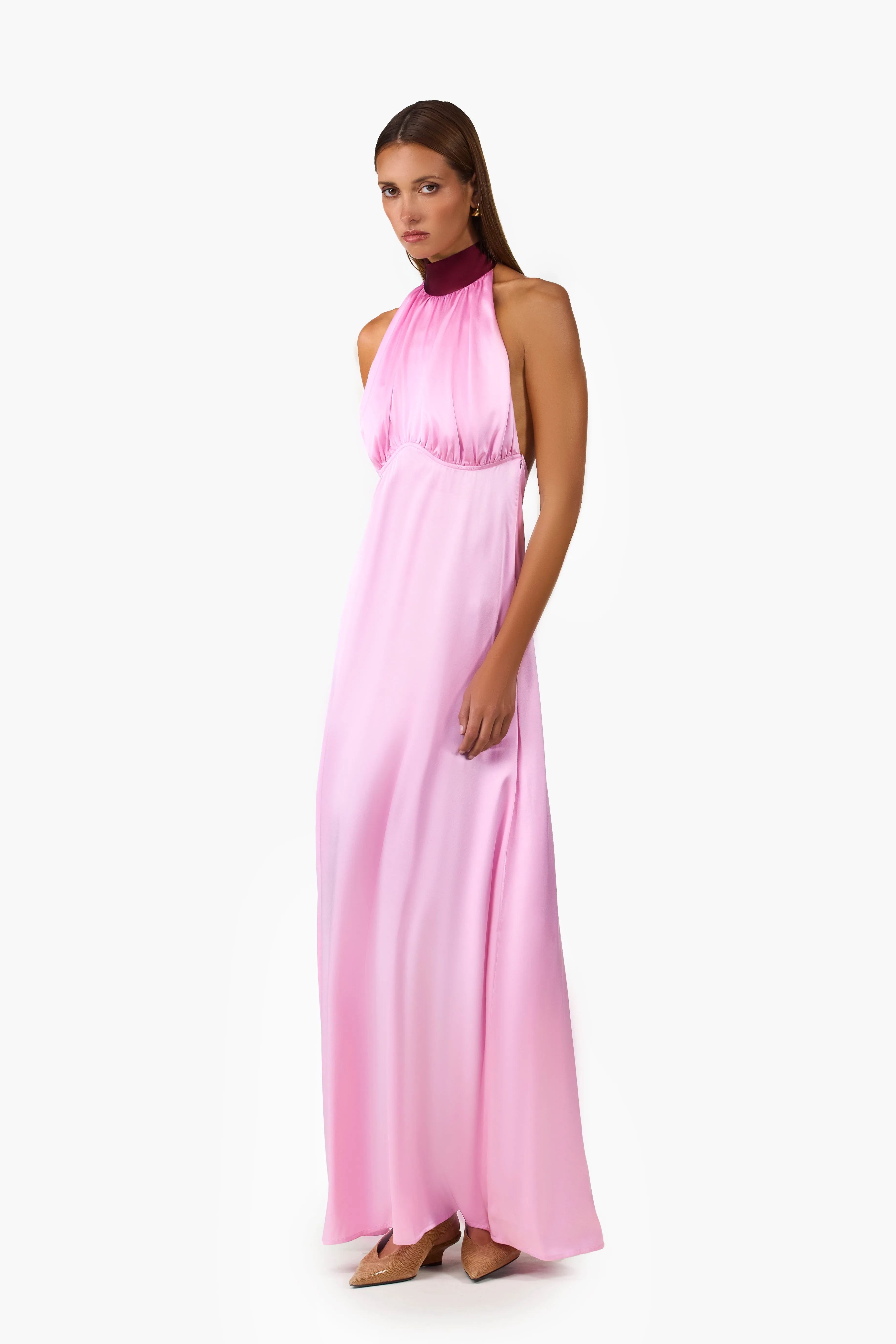 Contrast Tie Neck Gown (Lilac Pink) sold by SAME product image thumbnail 3