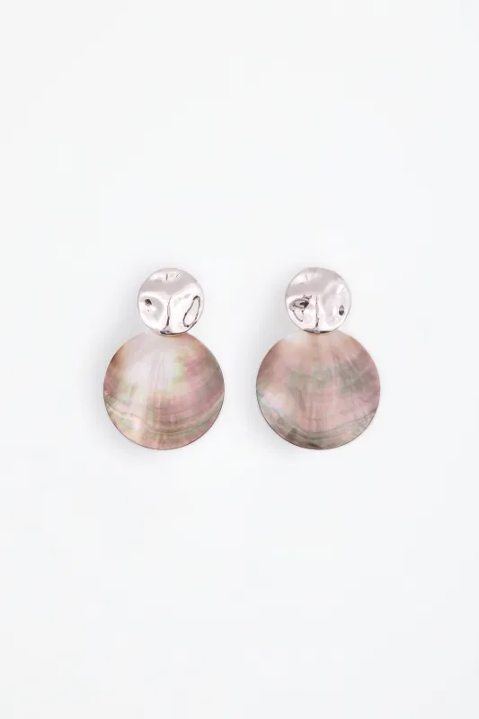 Shell Disc Earring (Silver/Shell) made by SAME