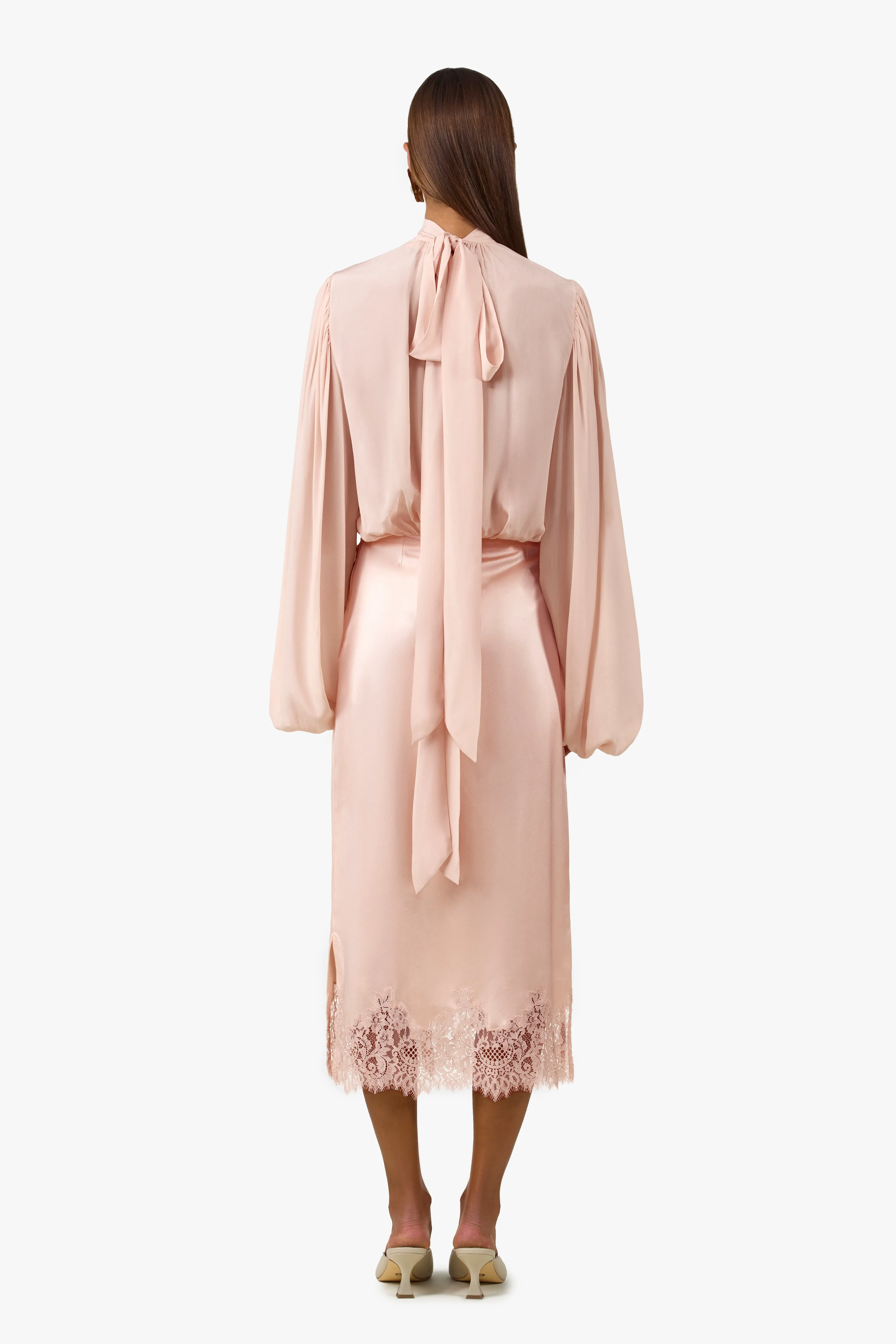 Lace Silk Midi Skirt (Rose Clay) sold by SAME product image thumbnail 5