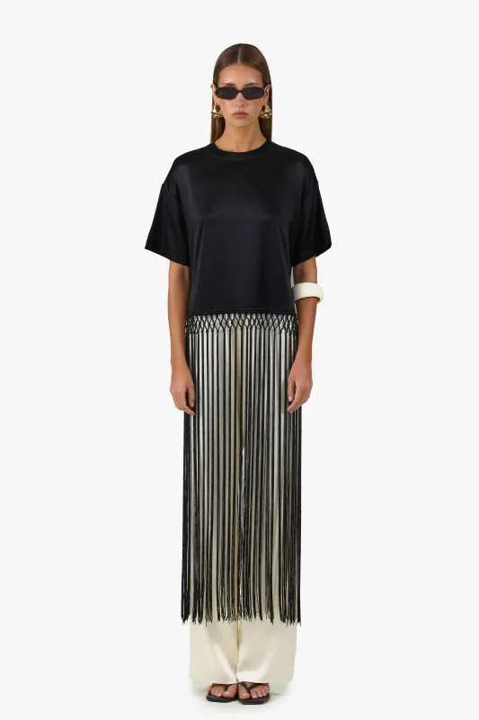 Silk Fringe Tee (Black) made by SAME
