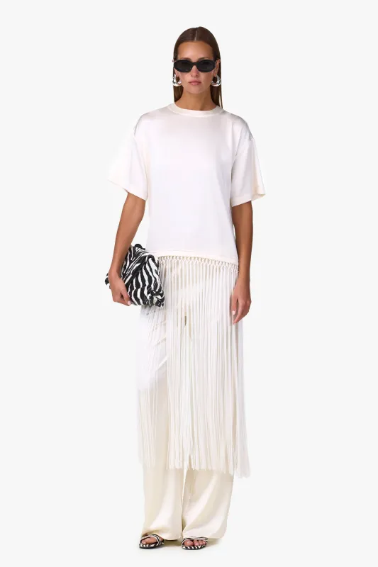 Silk Fringe Tee (Cream) made by SAME
