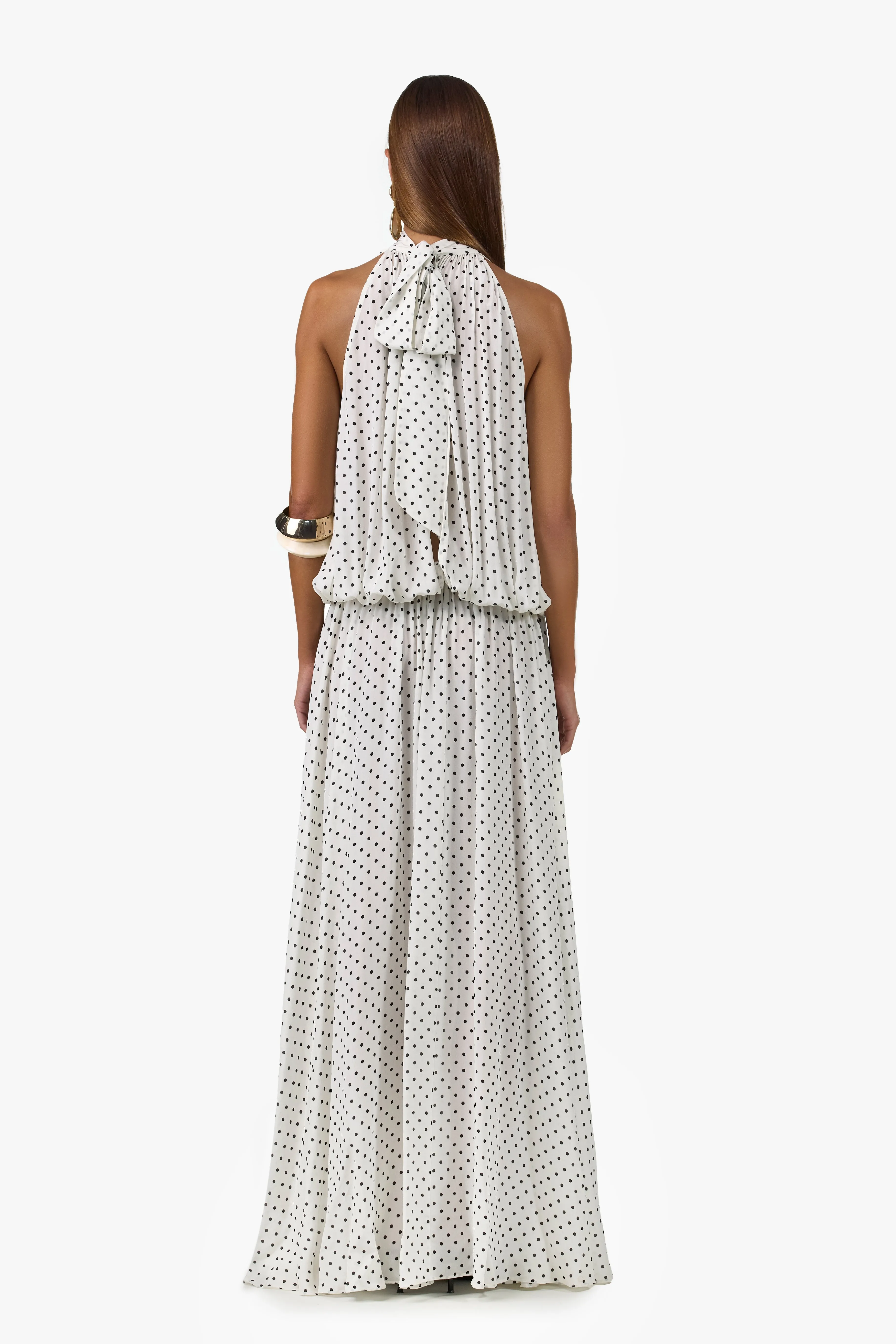Drop Waist Chiffon Gown (Cream Polka Dot) sold by SAME product image thumbnail 4