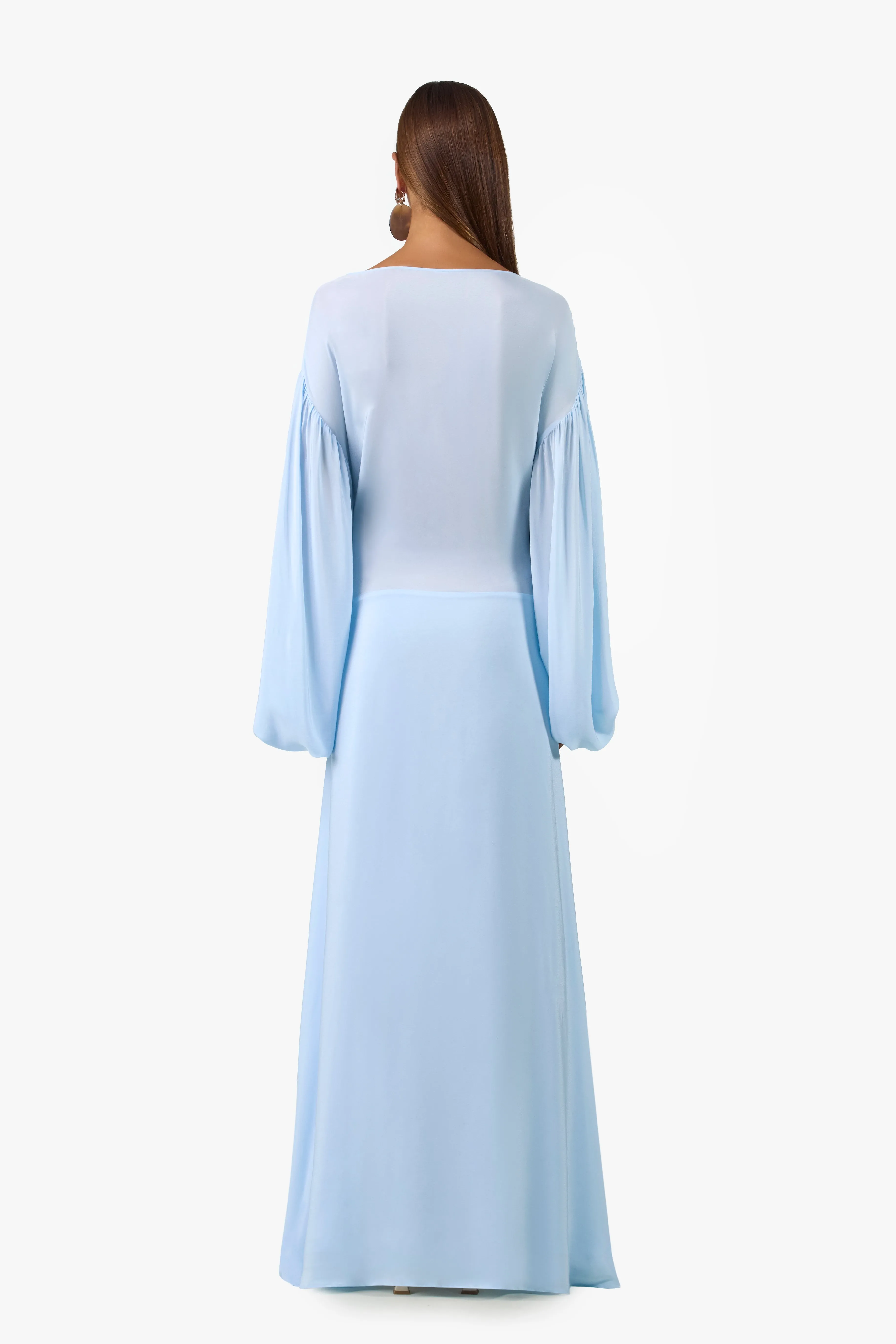Draped Tie Chiffon Gown (Pale Blue) sold by SAME product image thumbnail 4