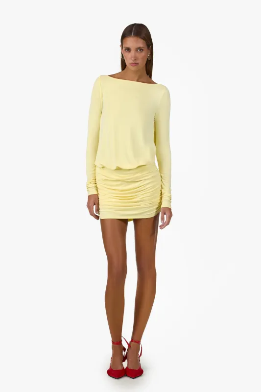Draped Back Mini Dress (Butter Yellow) made by SAME