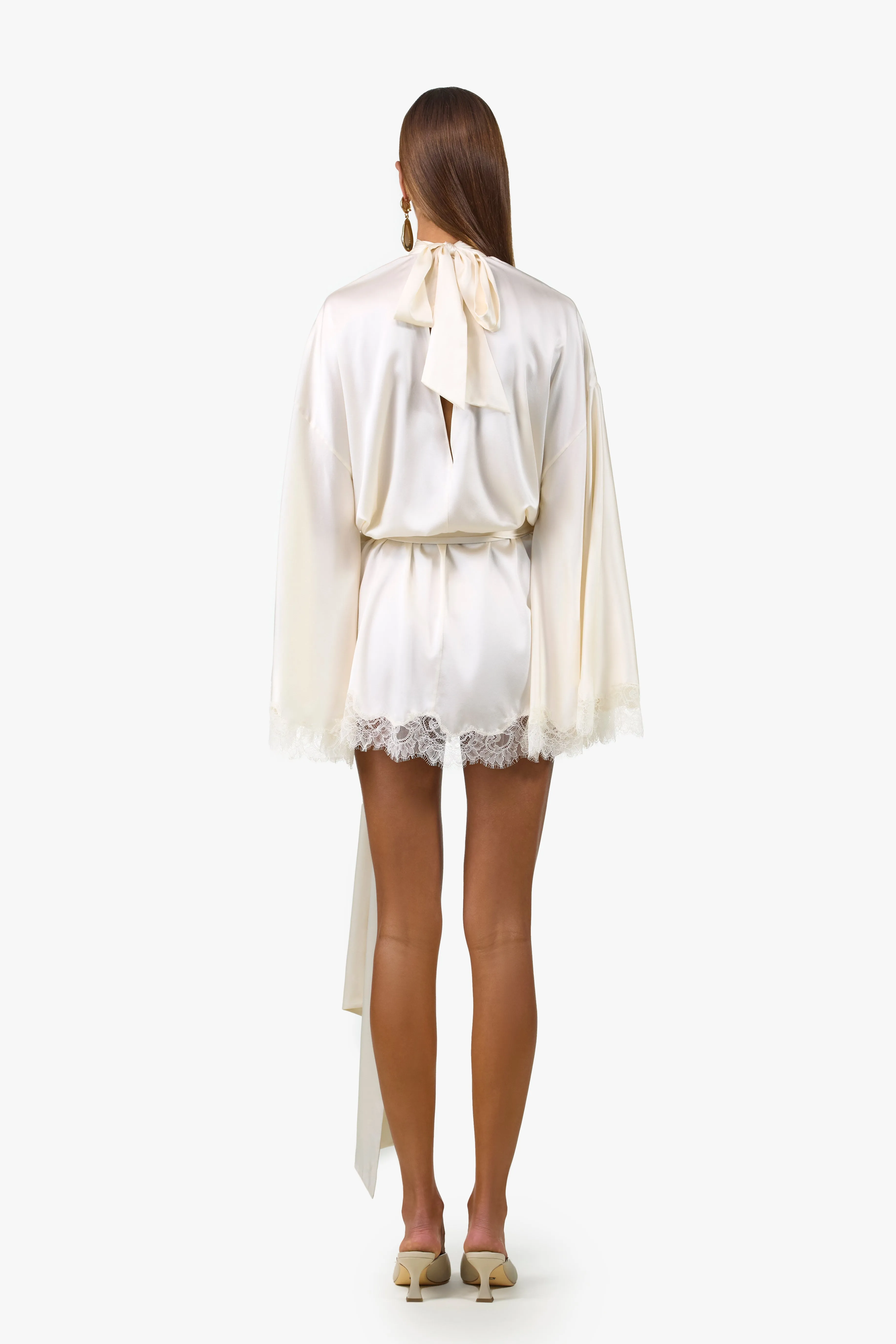 Lace Silk Mini Dress (Cream) sold by SAME product image thumbnail 5