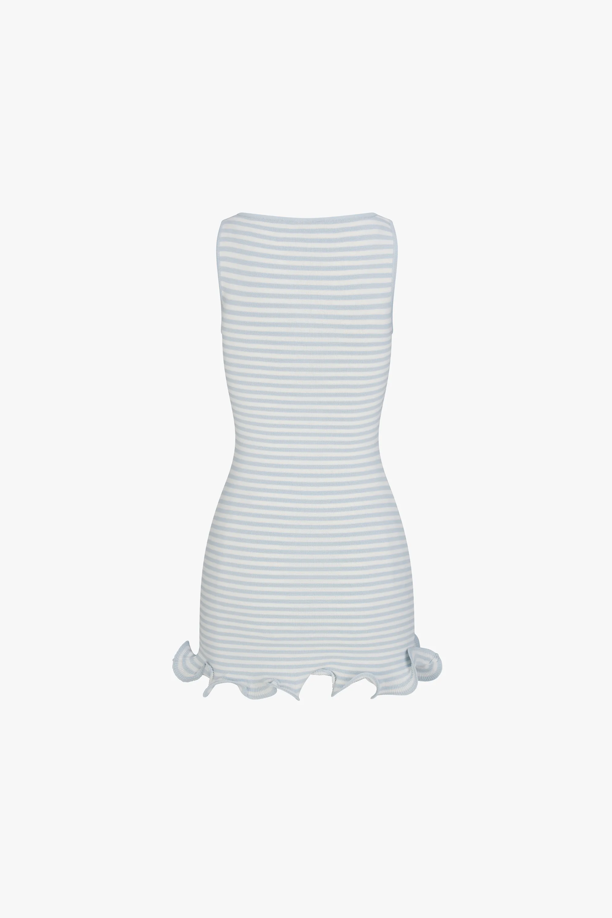 Ruffle Hem Tank Mini Dress (Pale Blue Stripe) sold by SAME product image thumbnail 3