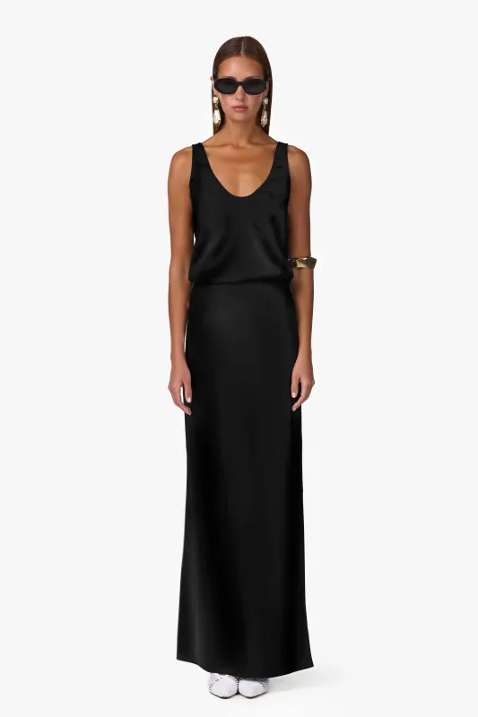 Silk Maxi Skirt (Black) made by SAME