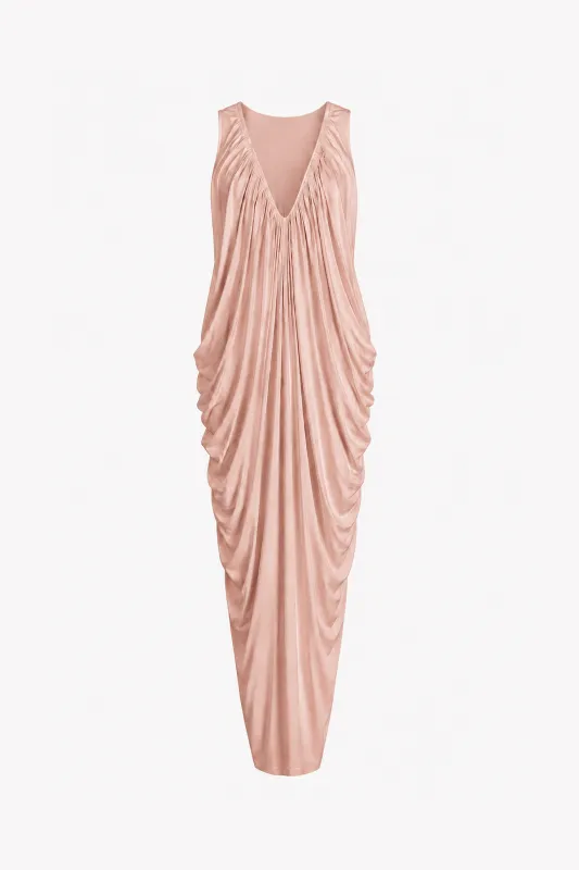 Draped V Neck Gown (Rose Clay) made by SAME
