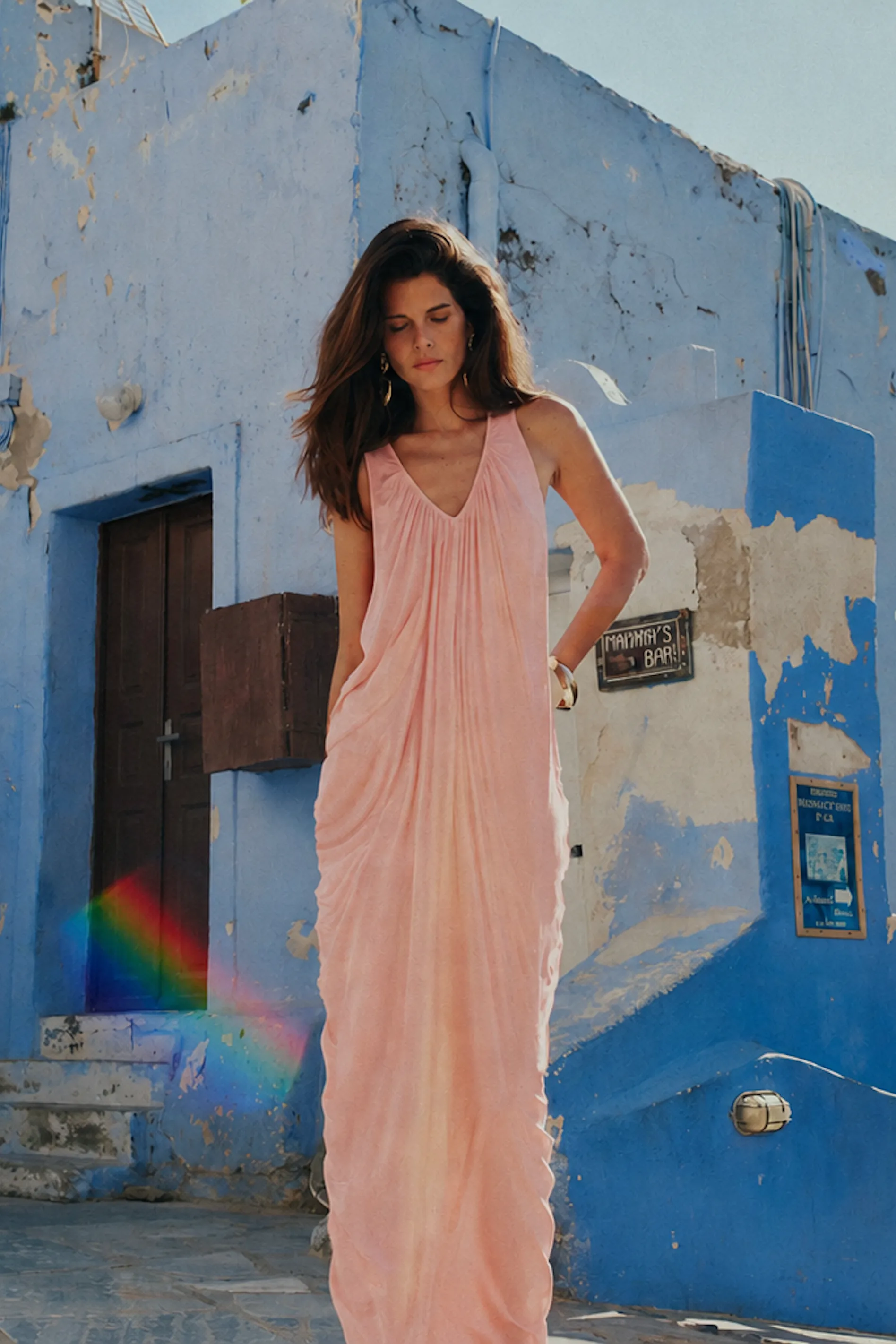 Draped V Neck Gown (Rose Clay) sold by SAME product image thumbnail 2