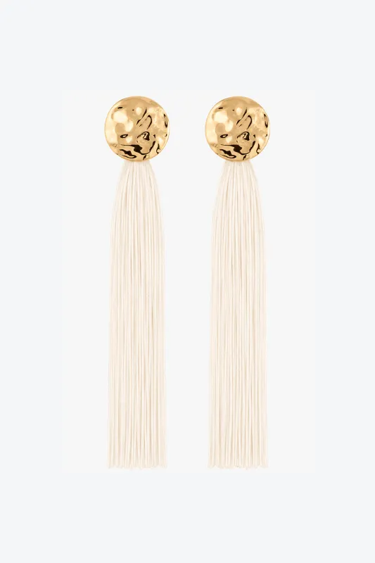 Fringe Tassel Earring (Gold/Cream) made by SAME