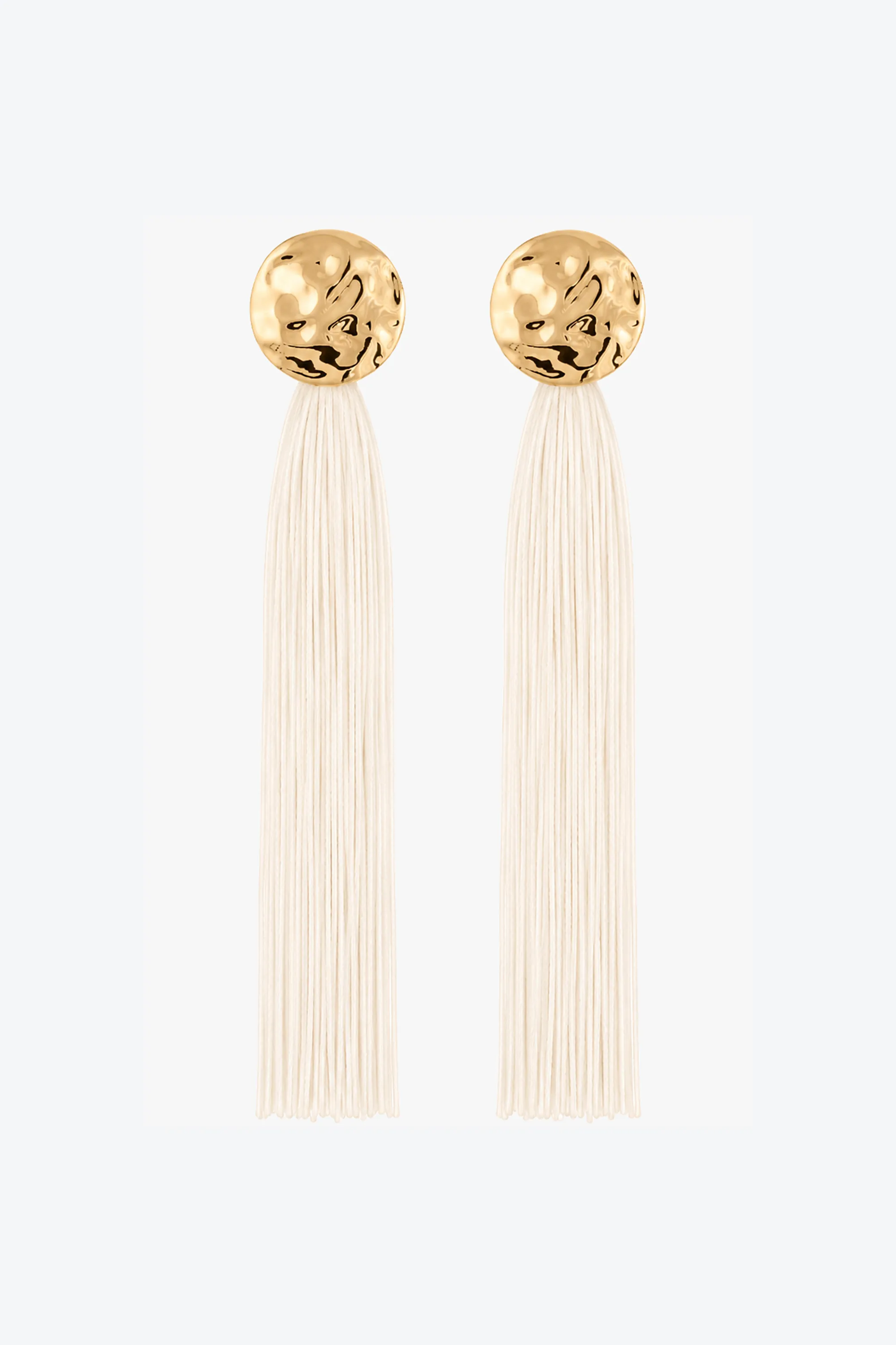 Fringe Tassel Earring (Gold/Cream) sold by SAME