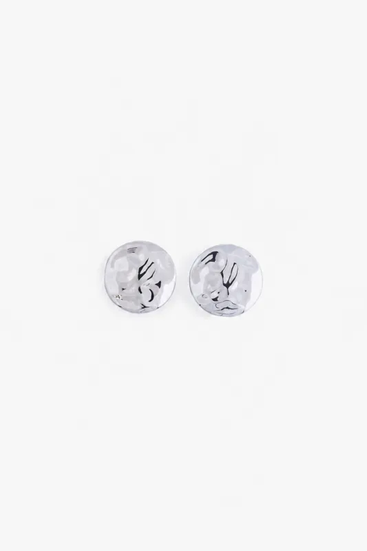 Small Hammered Disc Earring (Silver) made by SAME