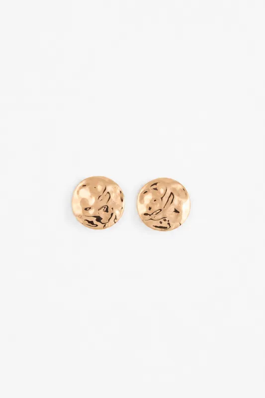 Small Hammered Disc Earring (Gold) made by SAME
