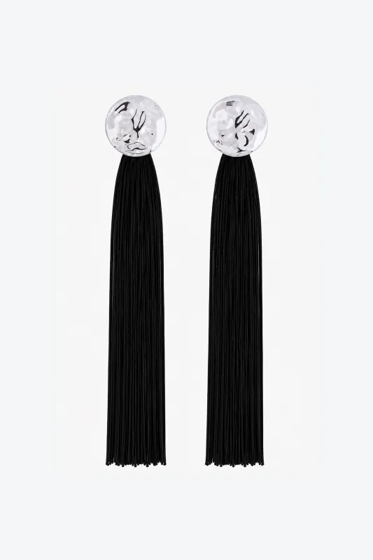 Fringe Tassel Earring (Silver/Black) made by SAME