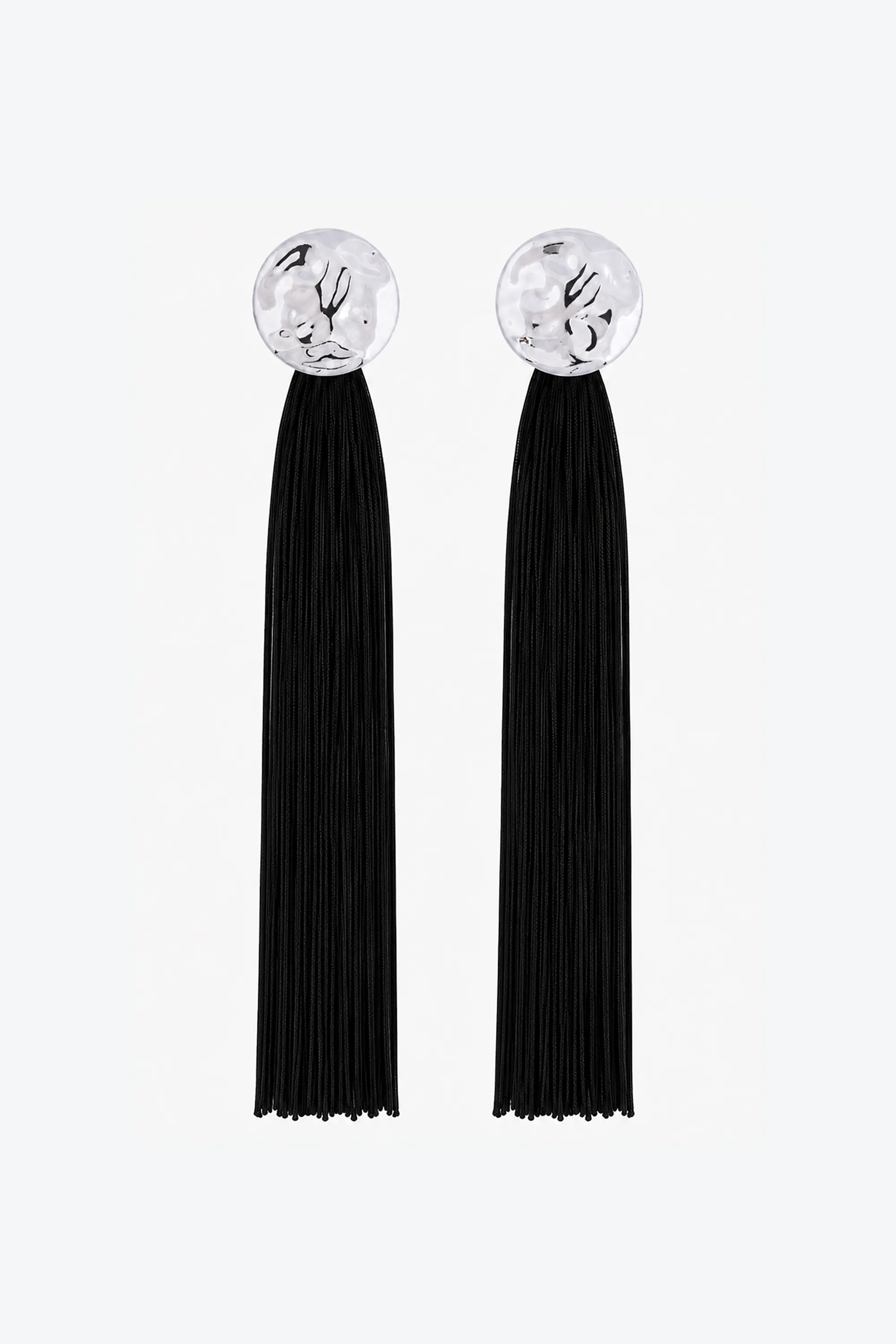 Fringe Tassel Earring (Silver/Black) sold by SAME