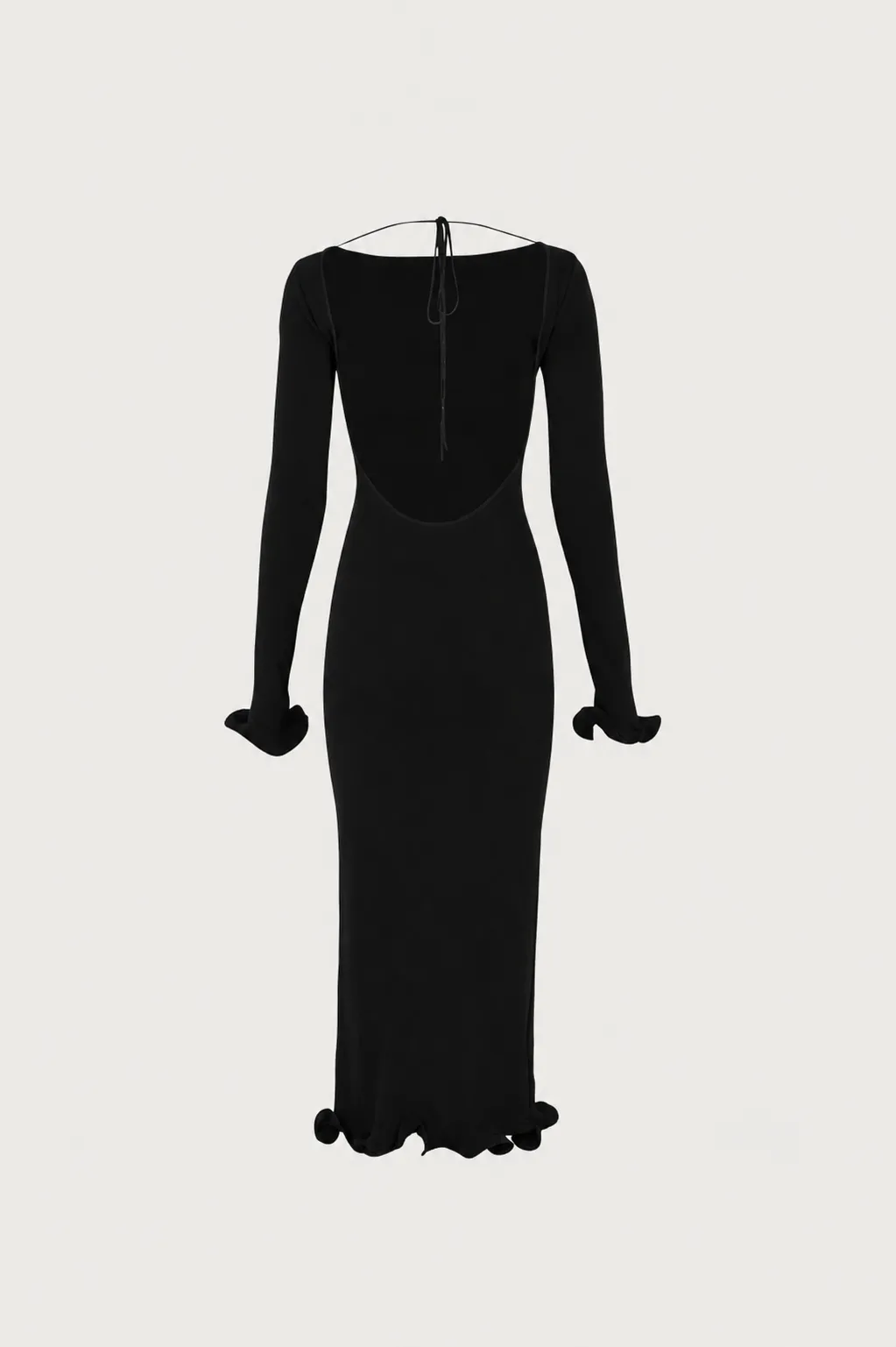 Ruffle Hem Midi Dress (Black) sold by SAME product image thumbnail 3
