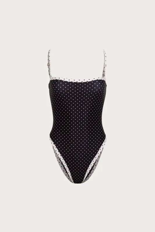 Colorblock One Piece (Black Cream Polka Dot/Cream) made by SAME