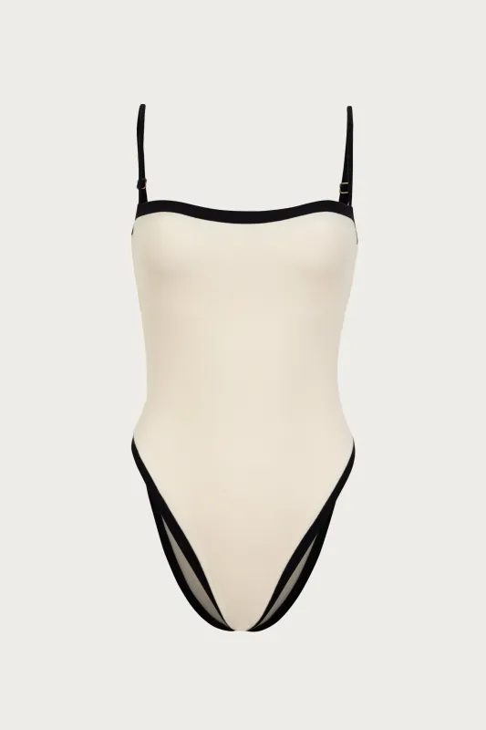 Colorblock One Piece (Faux Suede Cream/Black) made by SAME