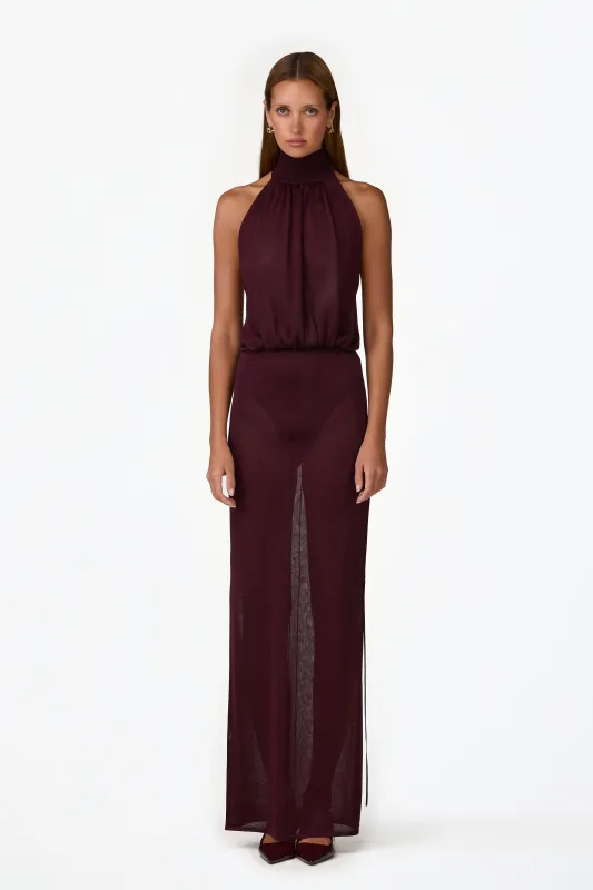 Halter Knit Bodysuit (Merlot Shimmer) made by SAME
