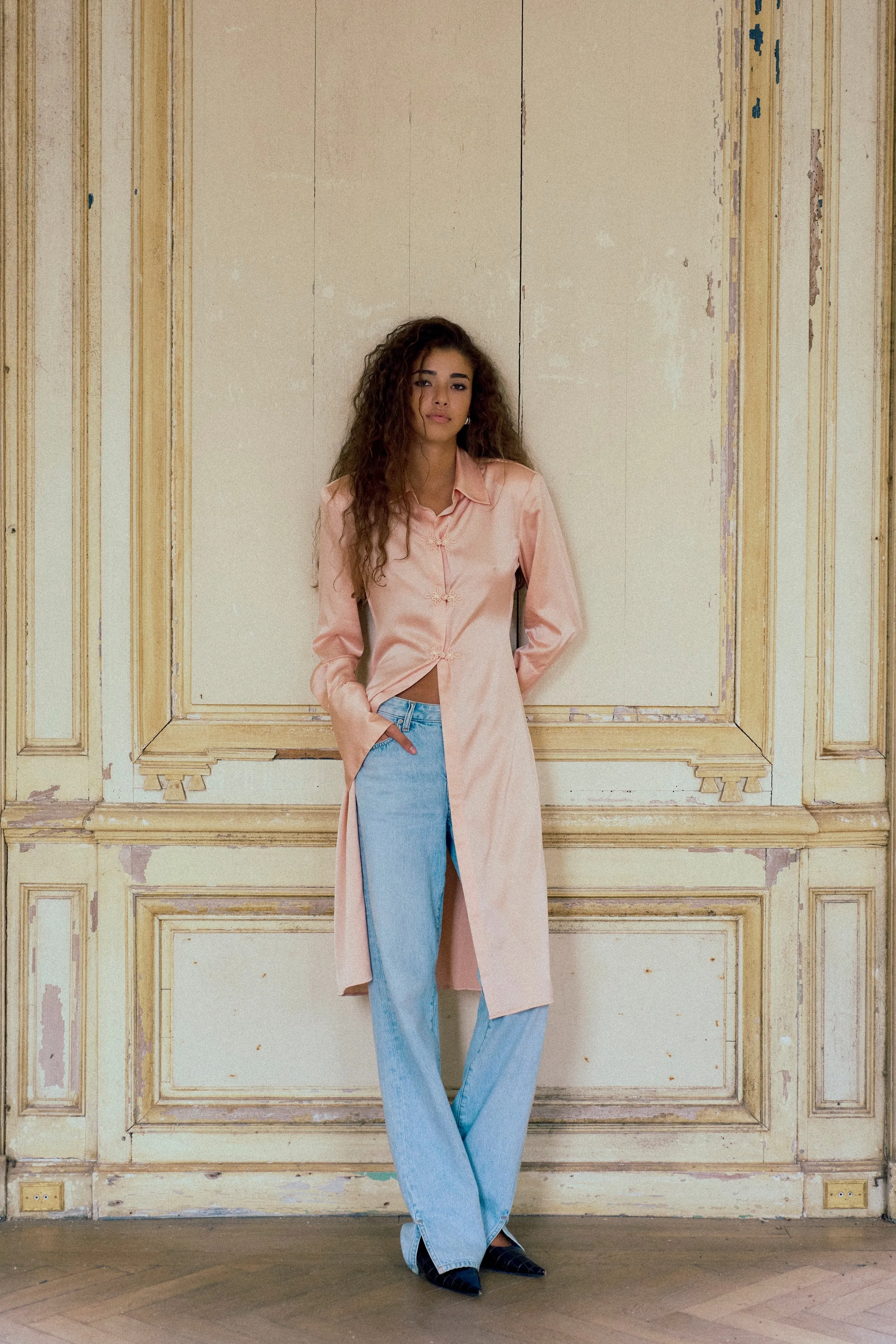 Tailored Silk Duster (Rose Clay) sold by SAME product image thumbnail 2