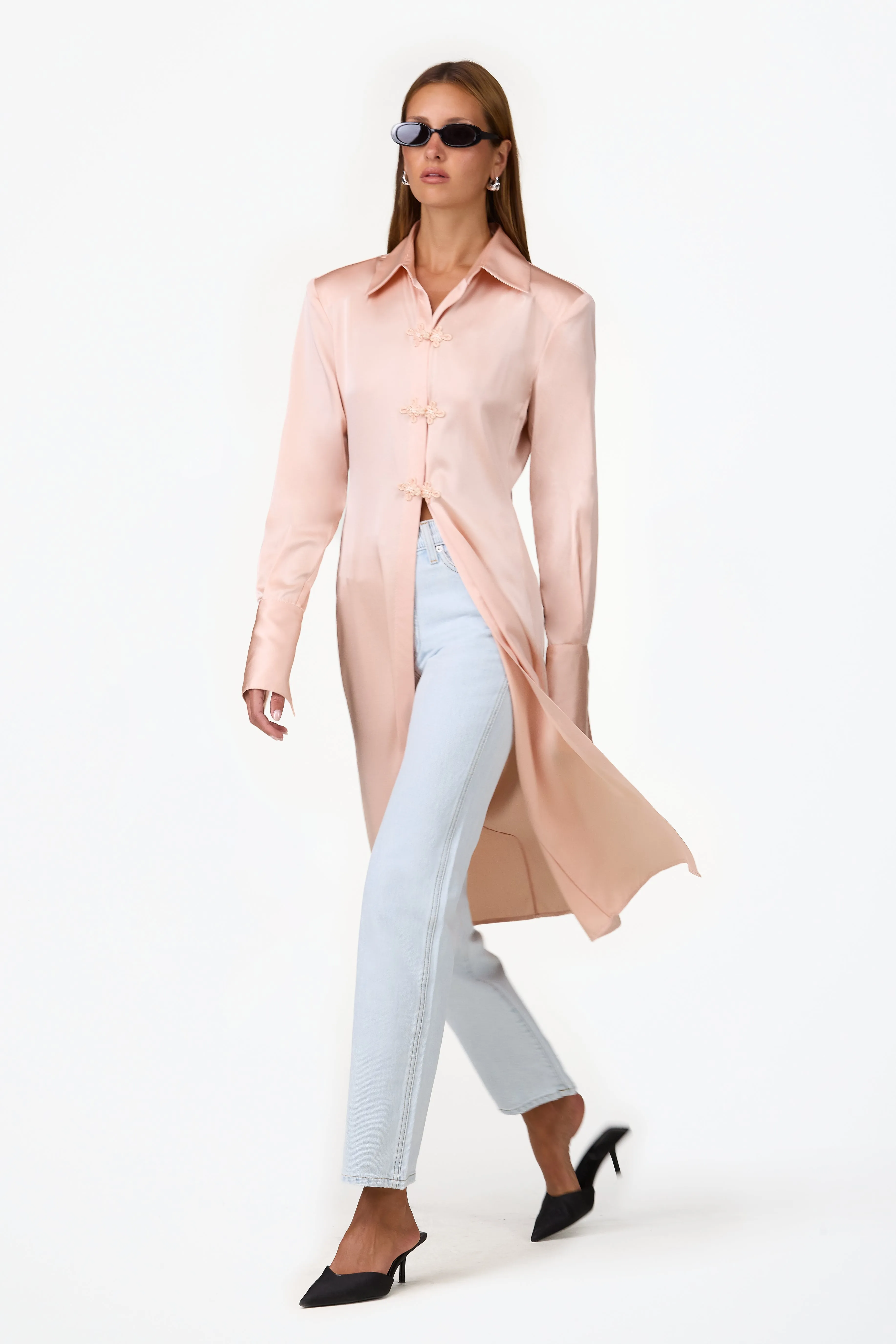 Tailored Silk Duster (Rose Clay) sold by SAME product image thumbnail 3