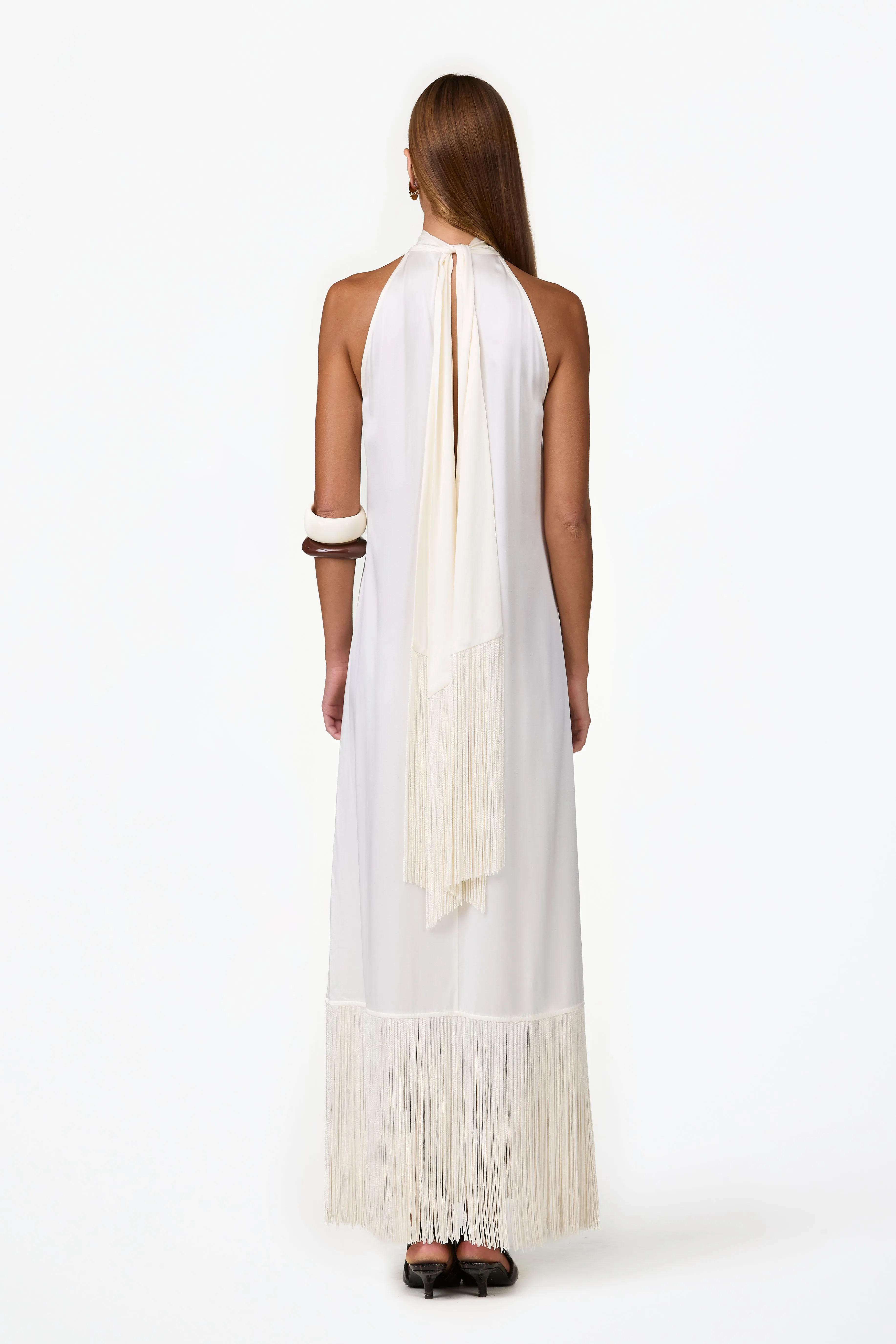 Silk Fringe Gown (Cream) sold by SAME product image thumbnail 3
