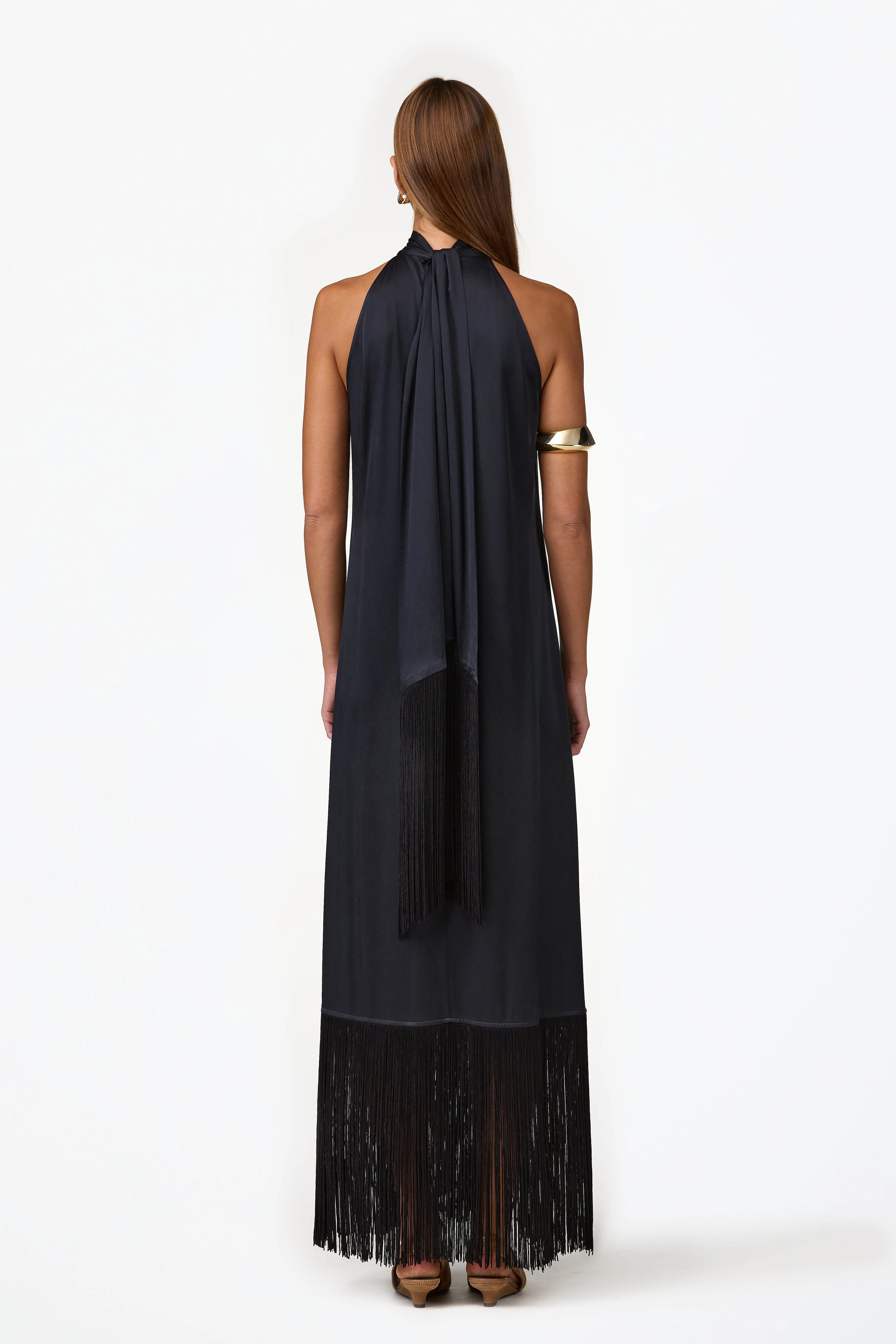 Silk Fringe Gown (Black) sold by SAME product image thumbnail 4