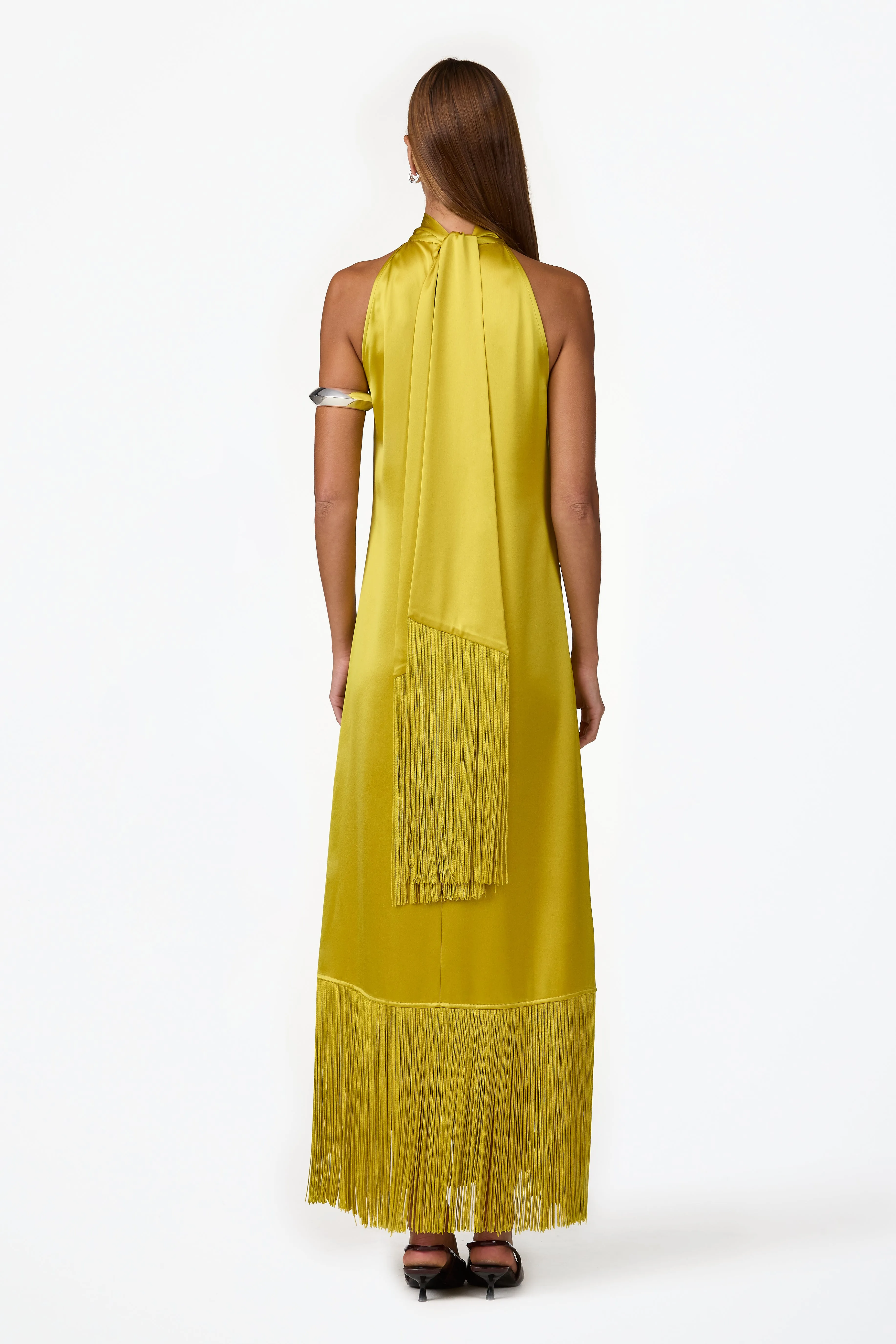 Silk Fringe Gown (Chartreuse) sold by SAME product image thumbnail 3
