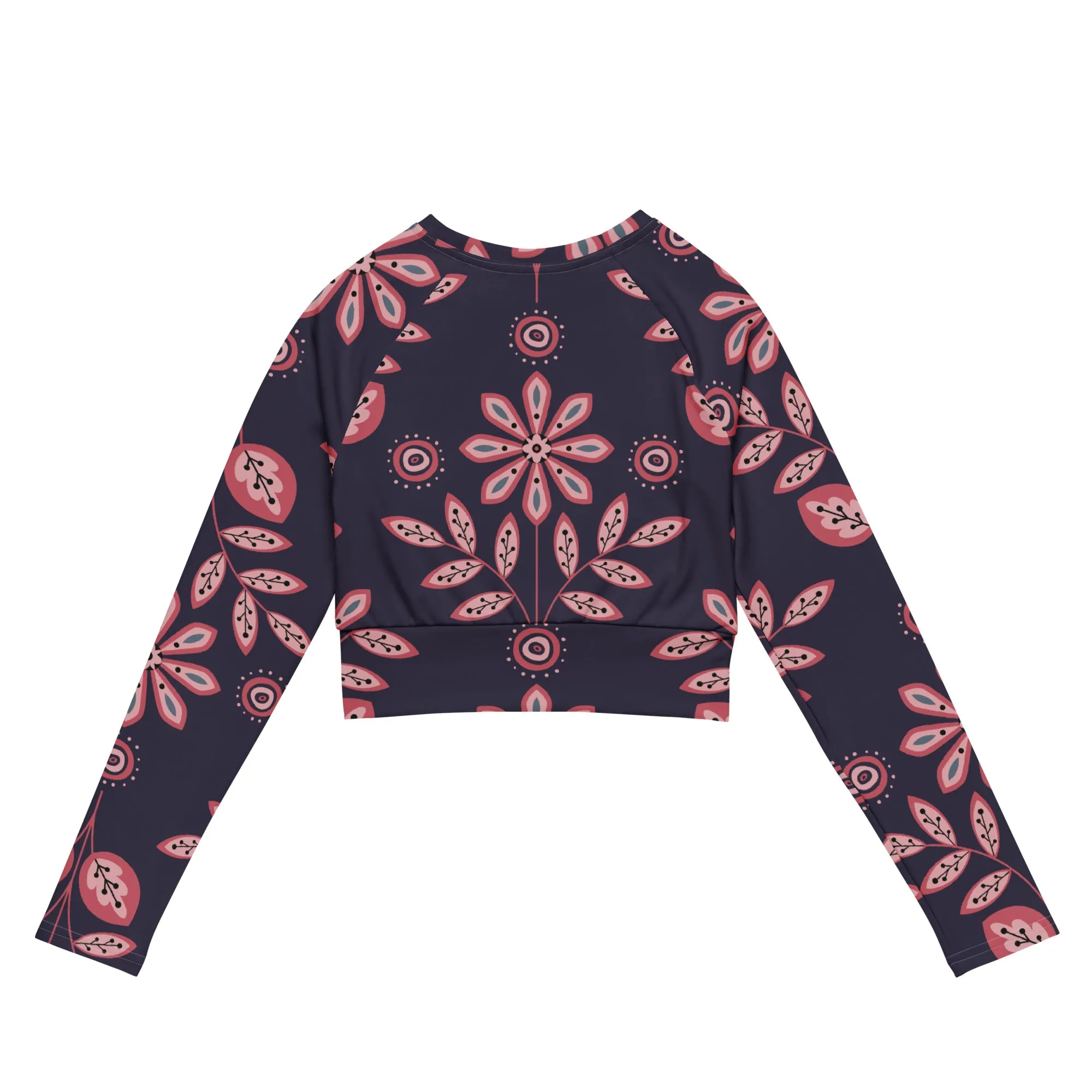 Pink Floral Long Sleeve Crop Top sold by Wander Trails product image thumbnail 4